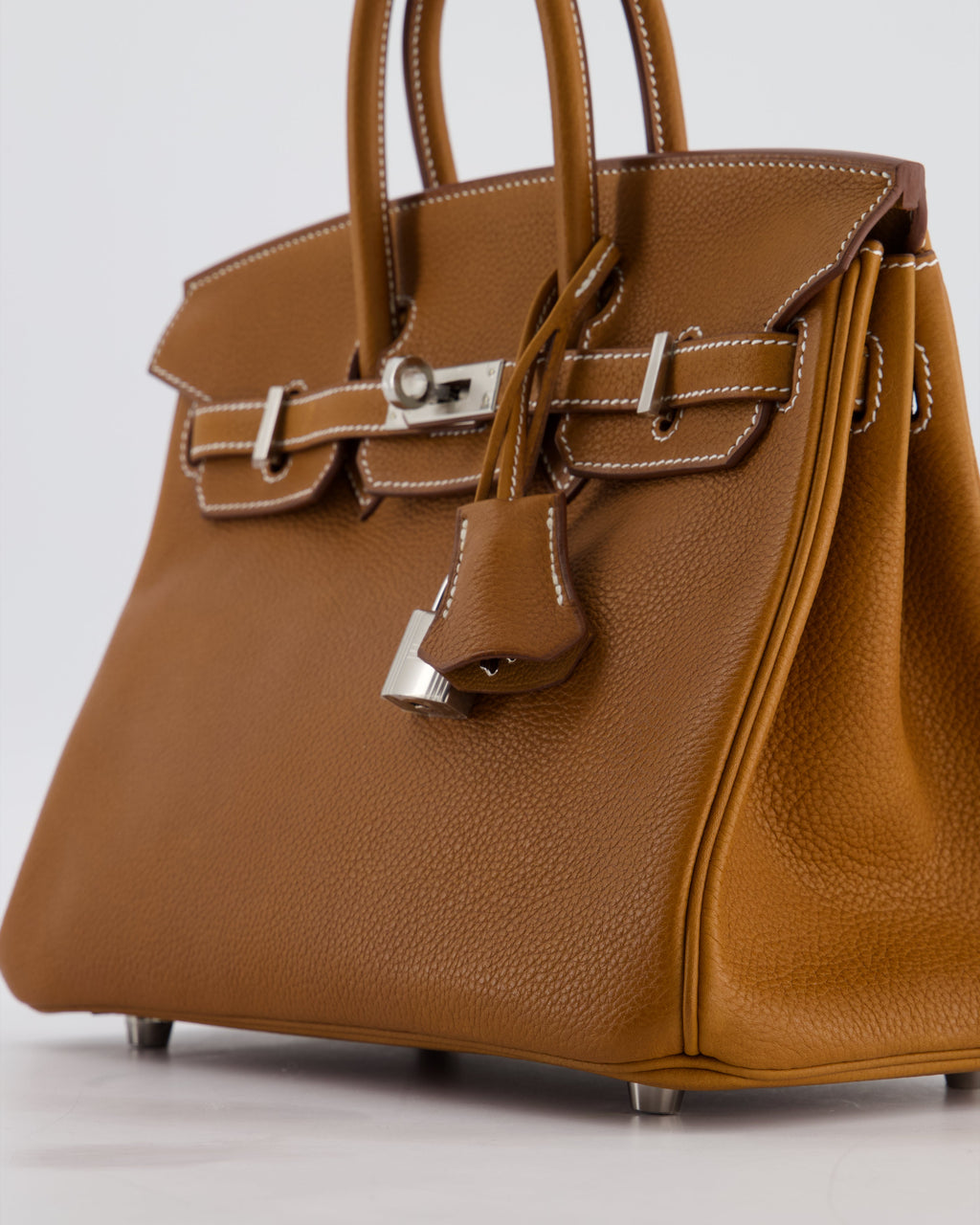 *RARE* Hermès Birkin 25 Retourne Bag in Fauve Barenia Faubourg Leather with Palladium Hardware