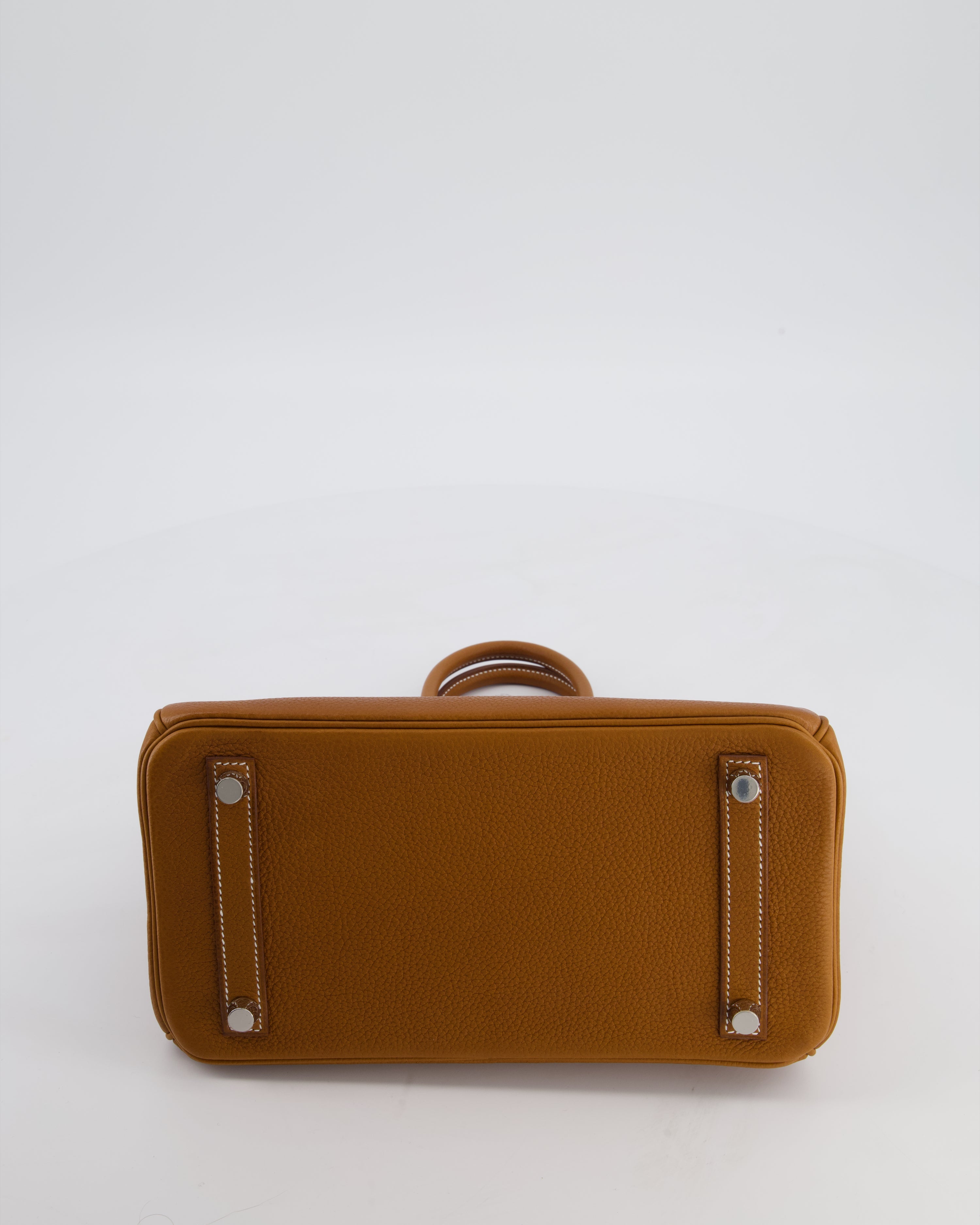 *RARE* Hermès Birkin 25 Retourne Bag in Fauve Barenia Faubourg Leather with Palladium Hardware