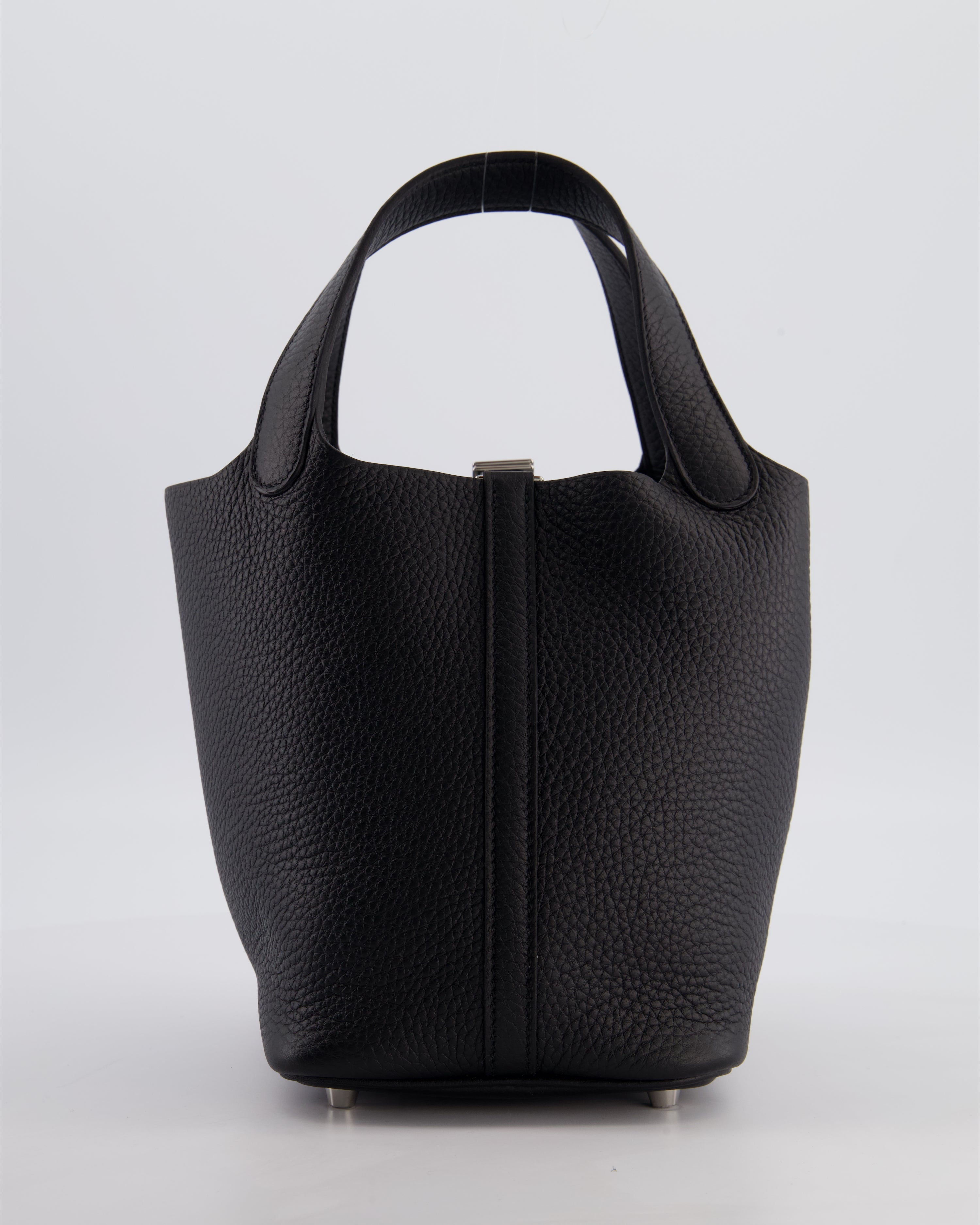 Hermès Picotin Lock 18 Bag in Noir Clemence Leather with Palladium Hardware
