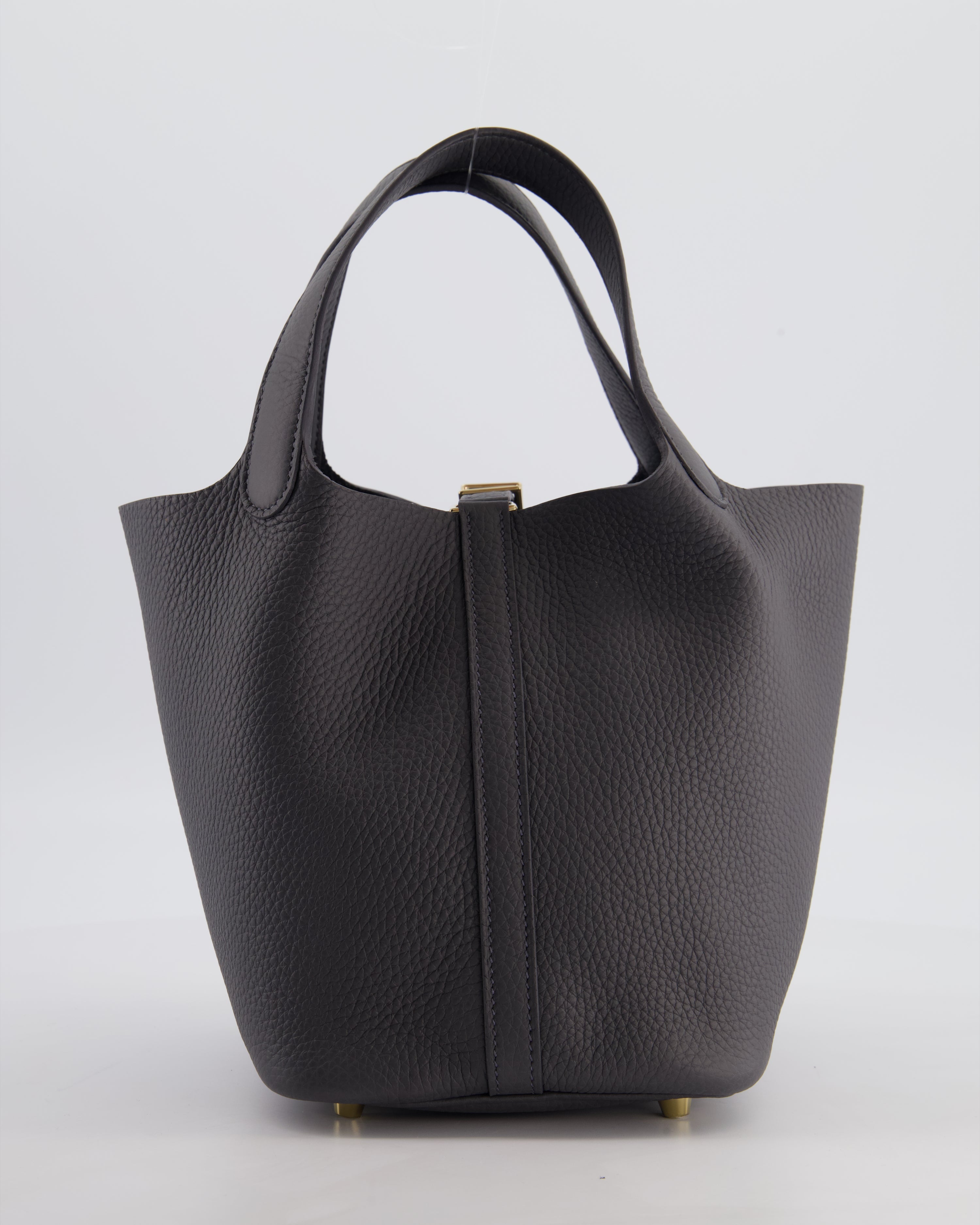 Hermès Picotin Lock 18 Bag in Ardoise Clemence Leather with Permabrass Hardware
