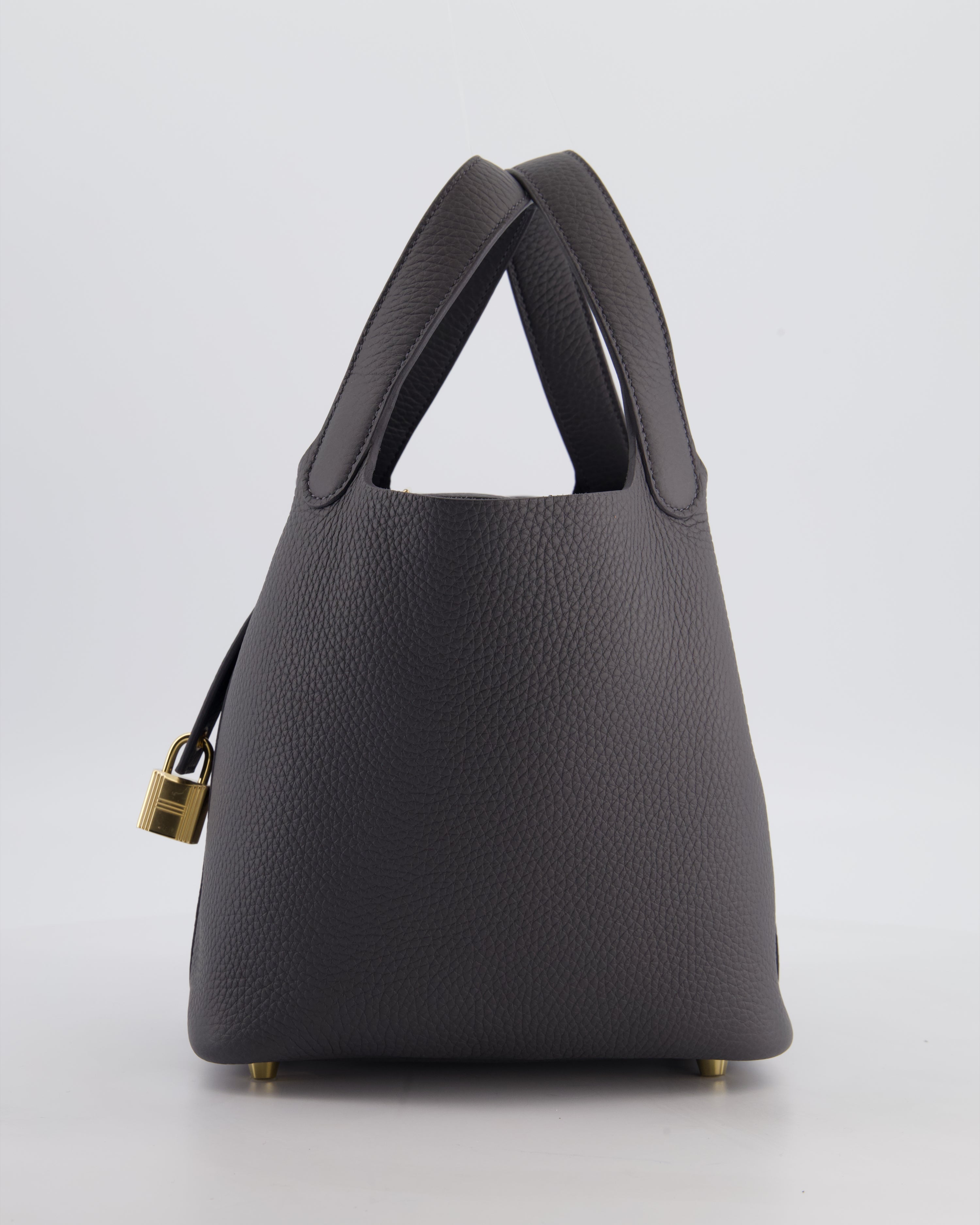 Hermès Picotin Lock 18 Bag in Ardoise Clemence Leather with Permabrass Hardware