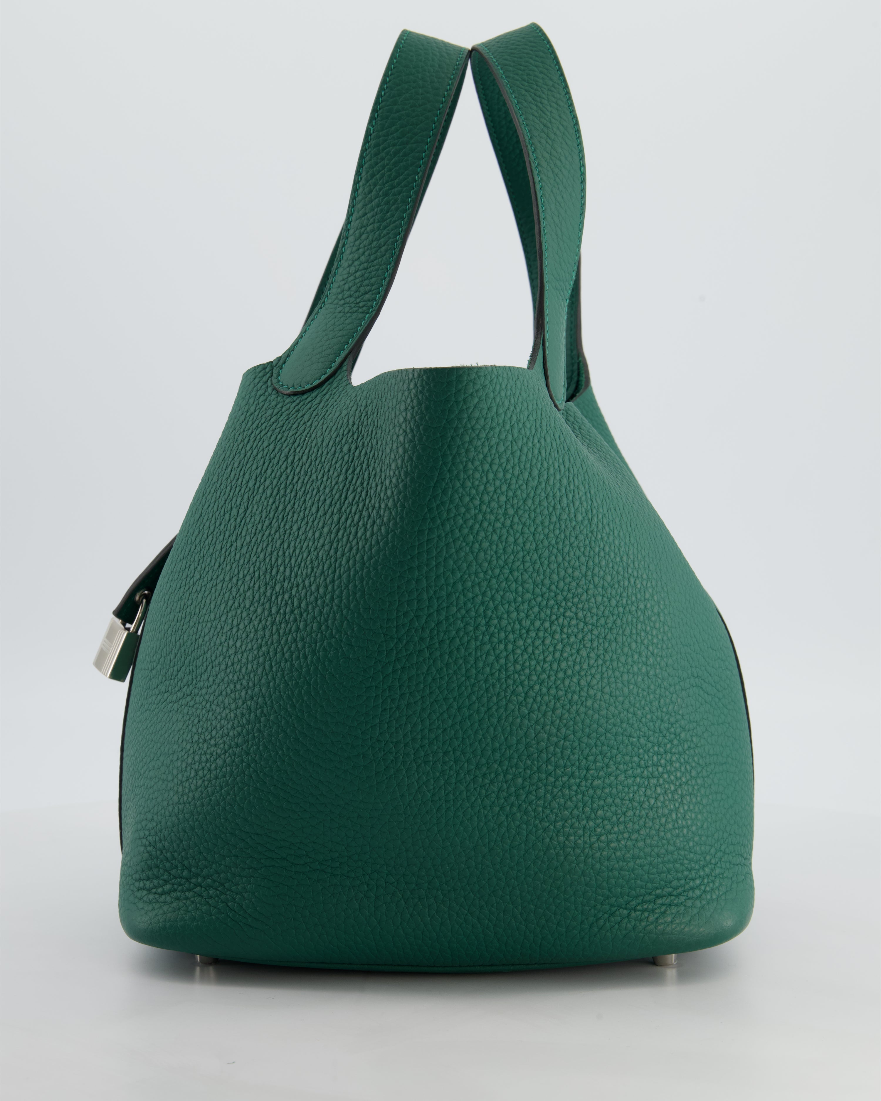Hermès Picotin Lock 22 Bag in Vert Moyen Clemence Leather with Palladium Hardware