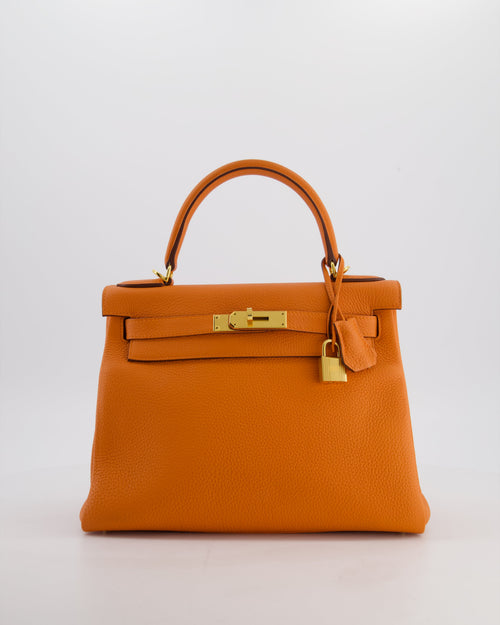 *FIRE PRICE* Hermès Kelly Bag 28 Retourne in Orange Togo Leather with Gold Hardware
