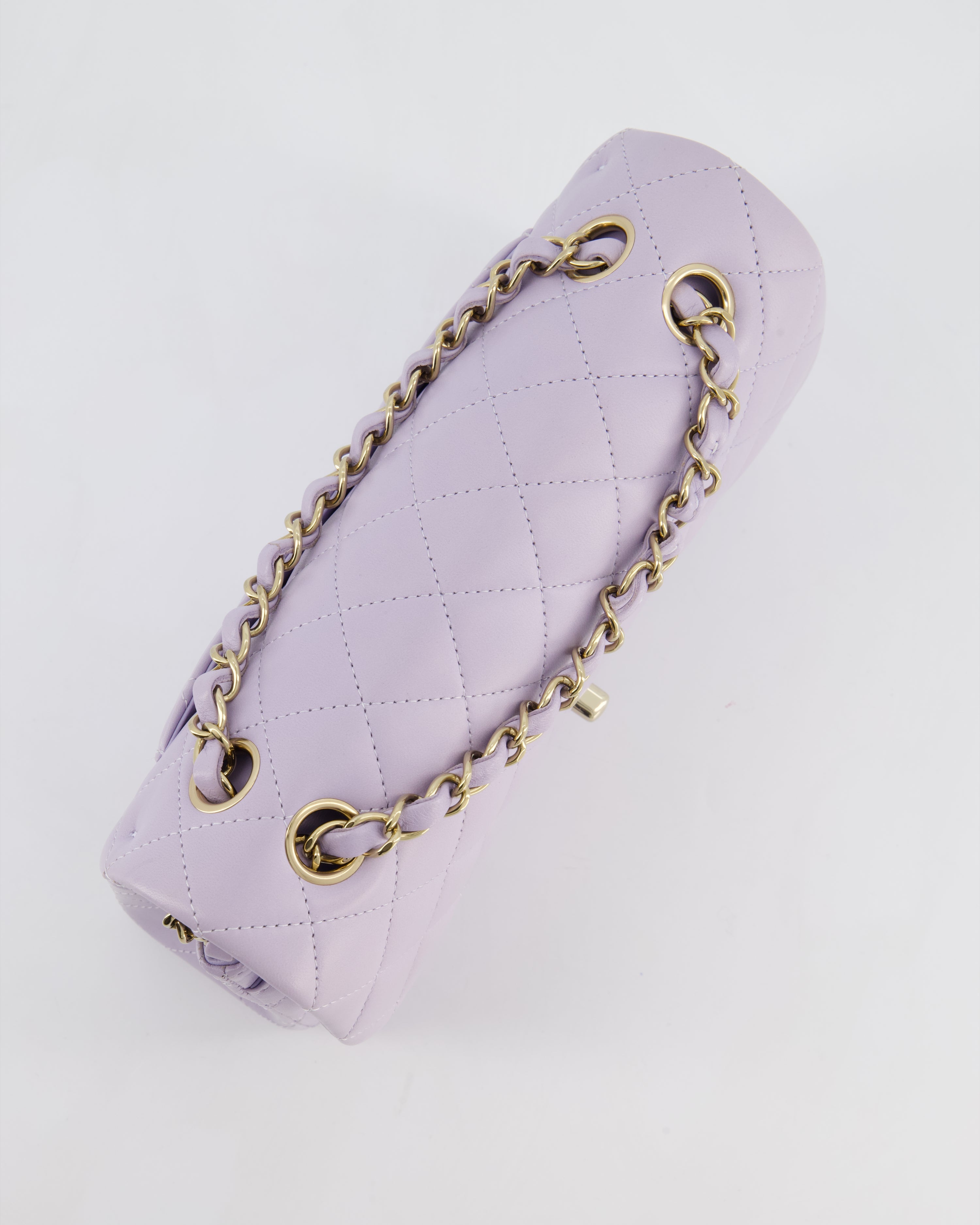 *CUTE COLOUR* Chanel Small Classic Double Flap Bag in Light Violet Lambskin Leather with Champagne Gold Hardware