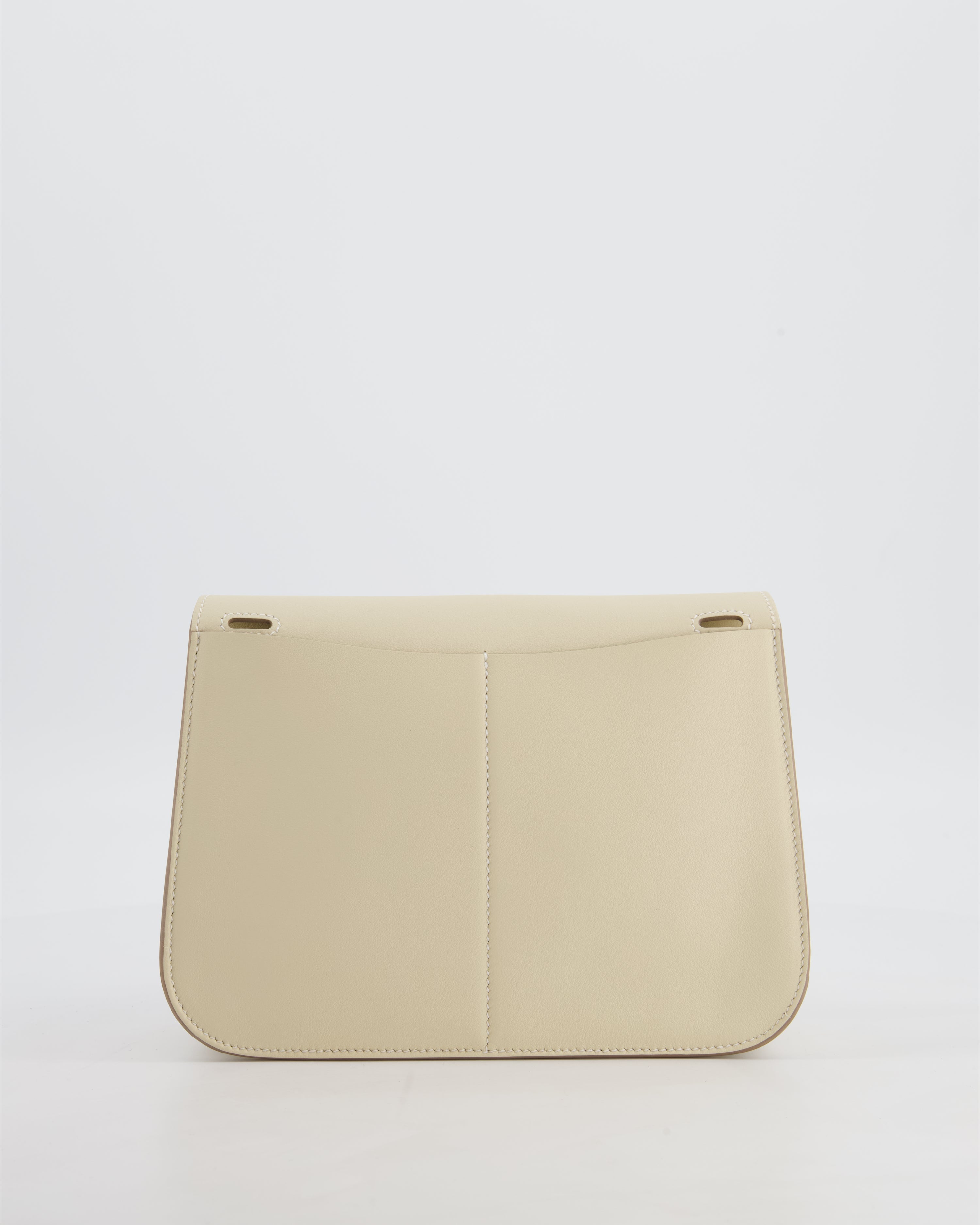 *NEW SIZE* Hermès Mini Halzan Bag in Craie Swift Leather with Gold Hardware
