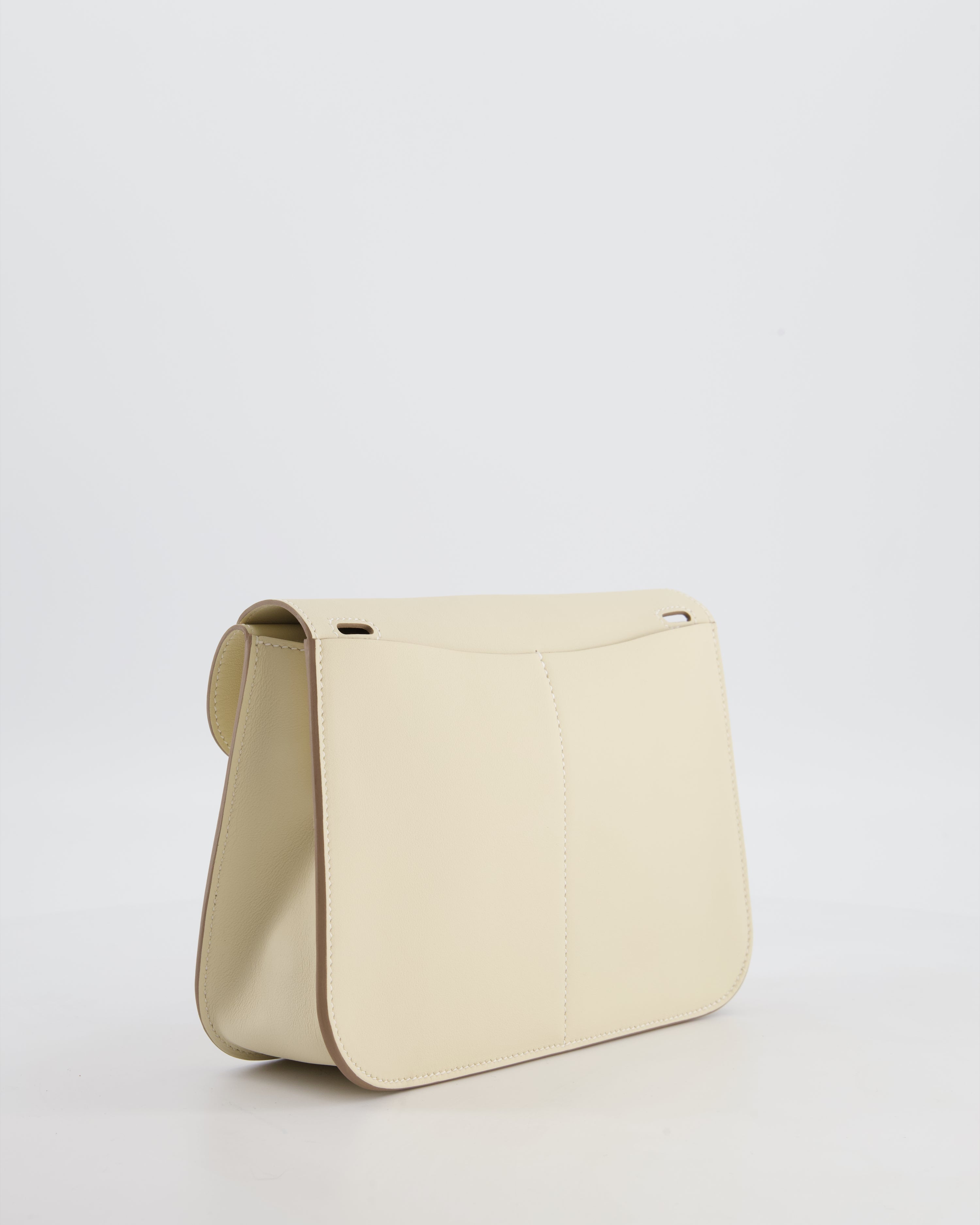 *NEW SIZE* Hermès Mini Halzan Bag in Craie Swift Leather with Gold Hardware
