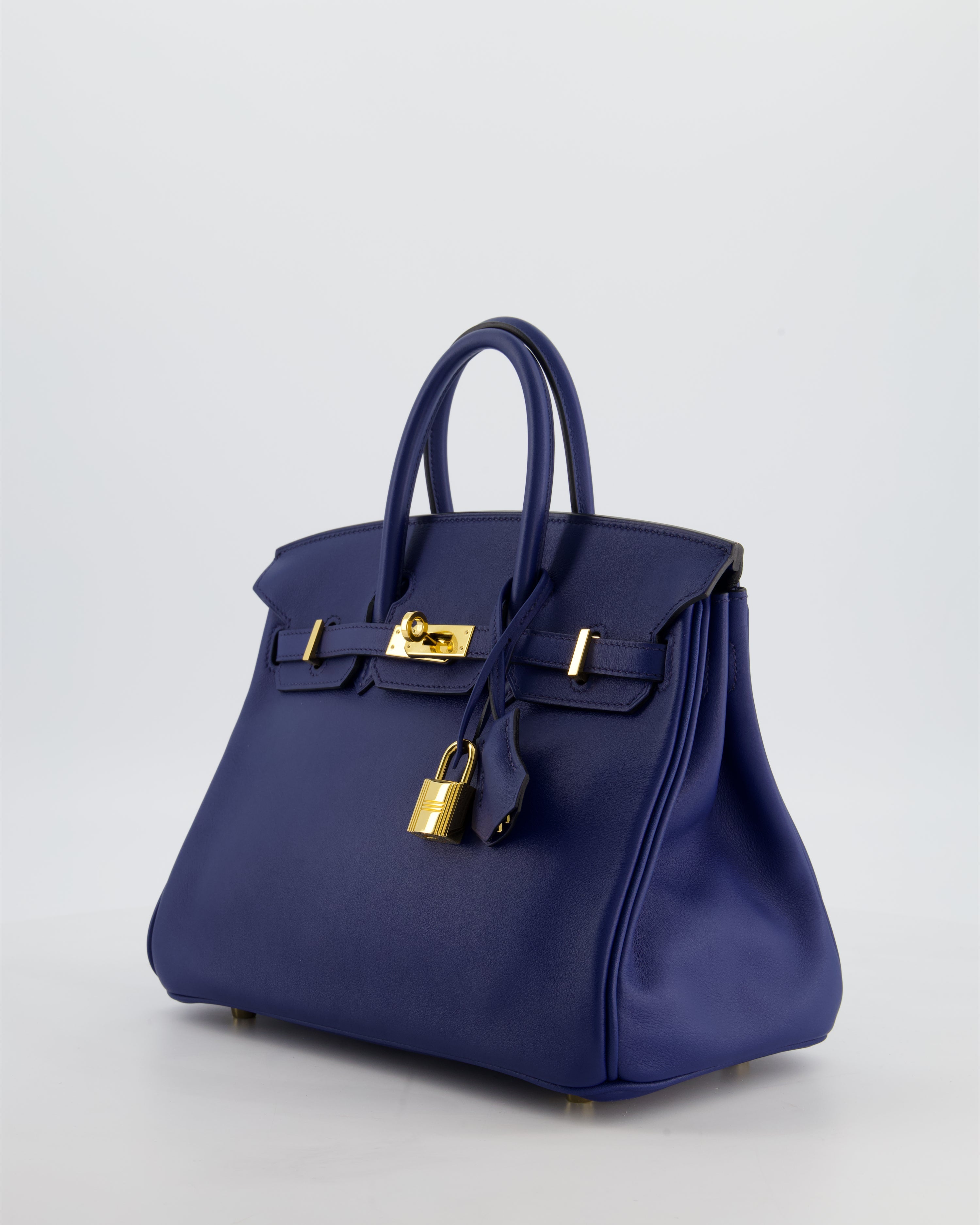 Hermès Birkin 25 Retourne Bag in Bleu Saphir Swift Leather with Gold Hardware
