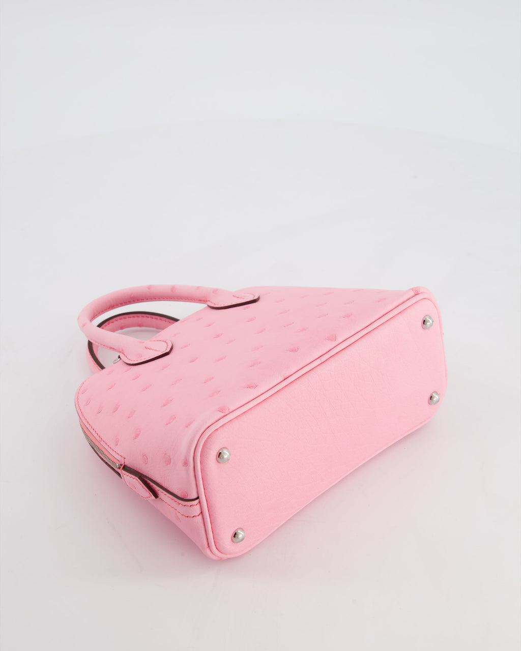 *HOT* Hermès Mini Bolide Bag in Rose Bubblegum Ostrich Leather with Palladium Hardware