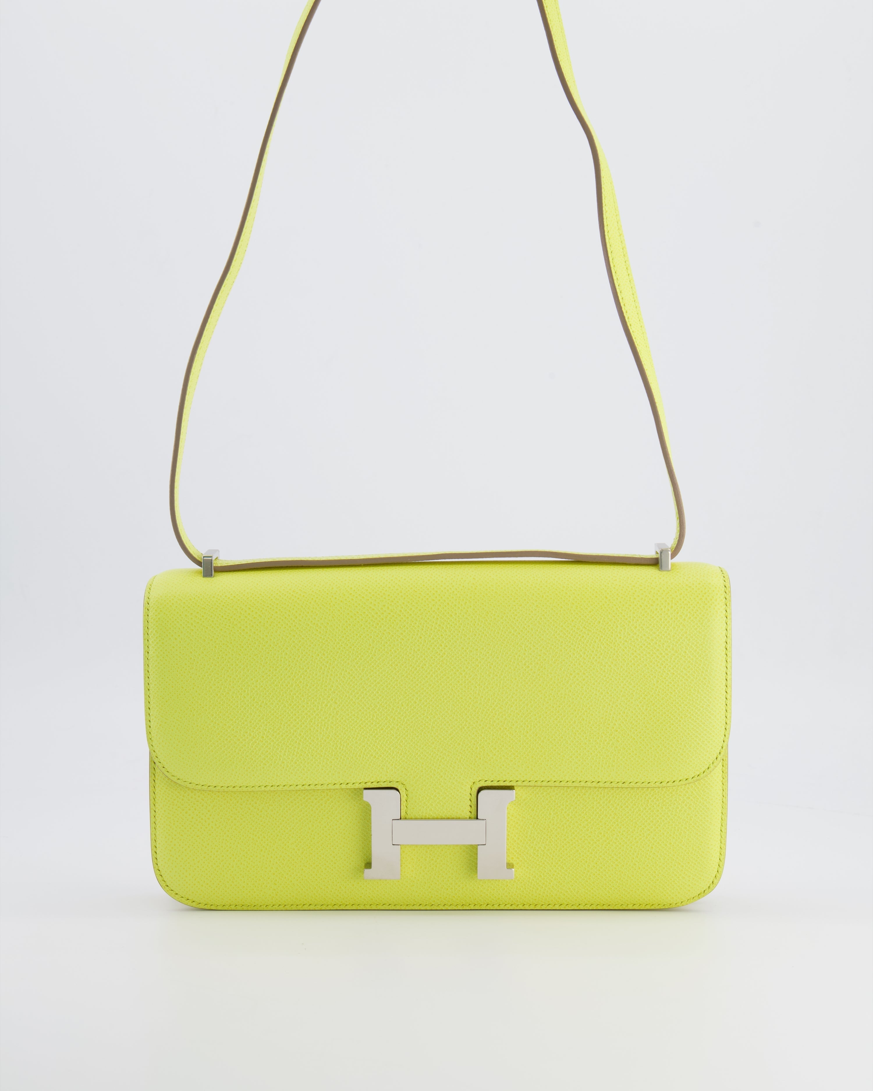 Hermès Constance Elan Bag in Jaune Soufre Epsom Leather with Palladium Hardware