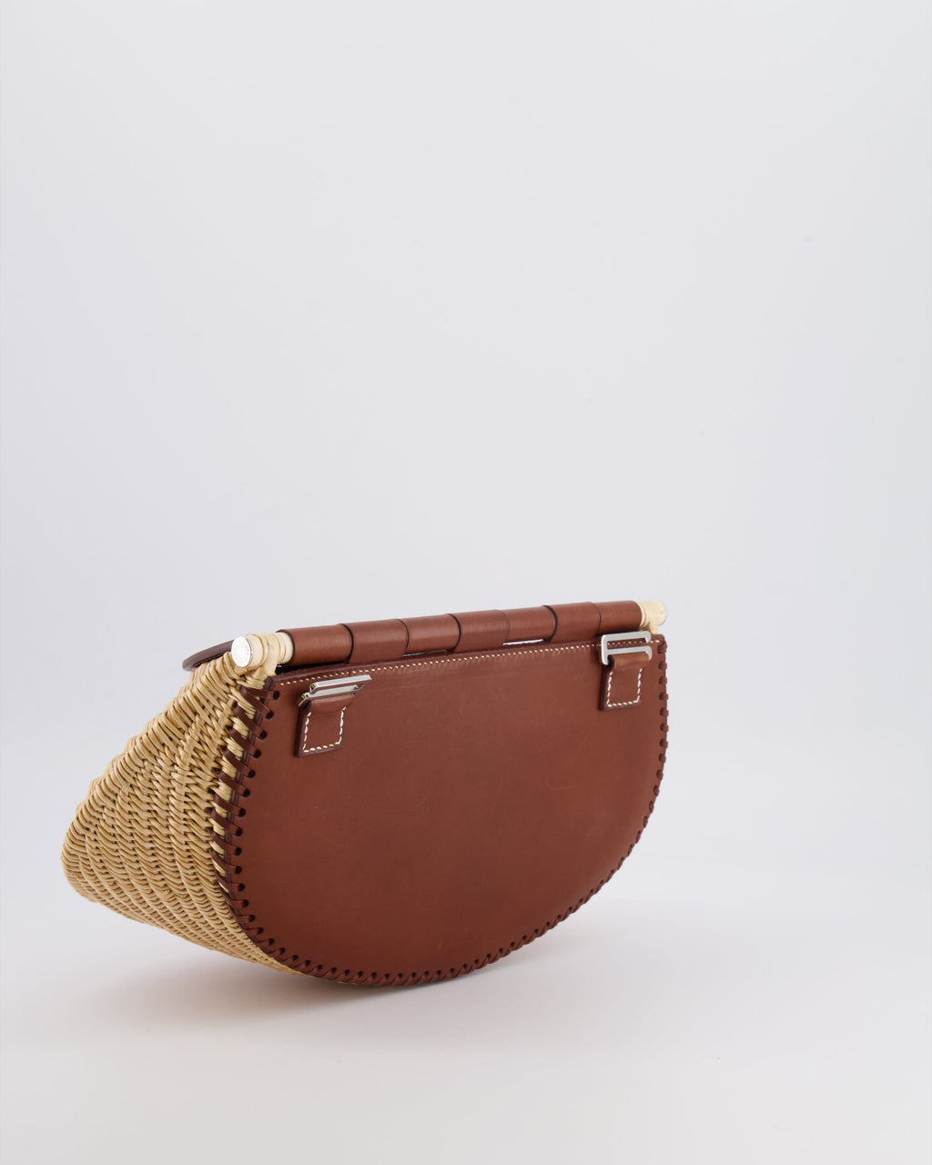 Hermès Panier de Pêche Wicker Bag in Osier, Gold Barenia Leather with Nata Canvas Strap and Palladium Hardware