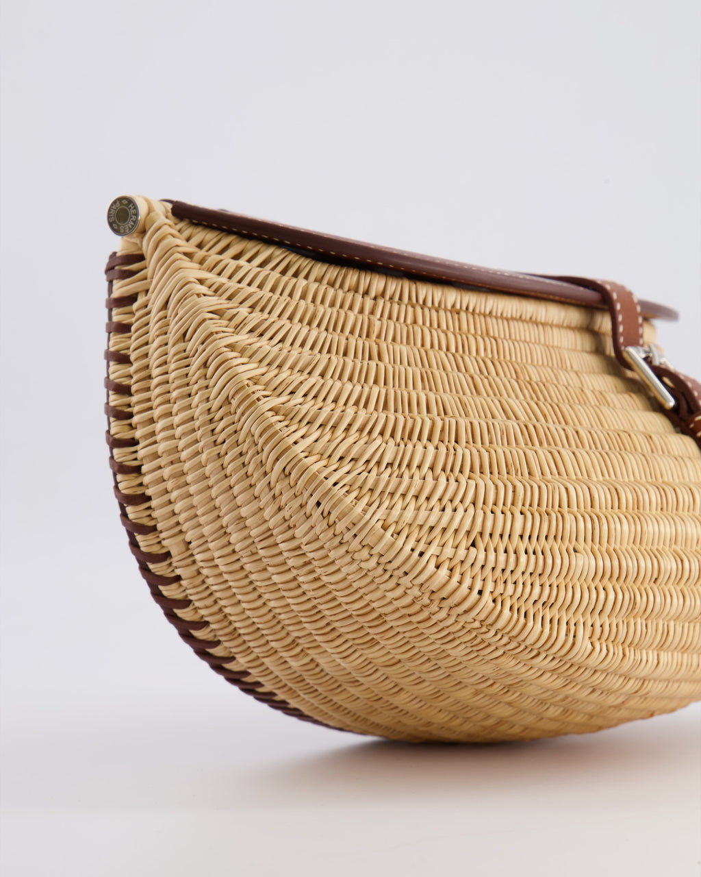 Hermès Panier de Pêche Wicker Bag in Osier, Gold Barenia Leather with Nata Canvas Strap and Palladium Hardware