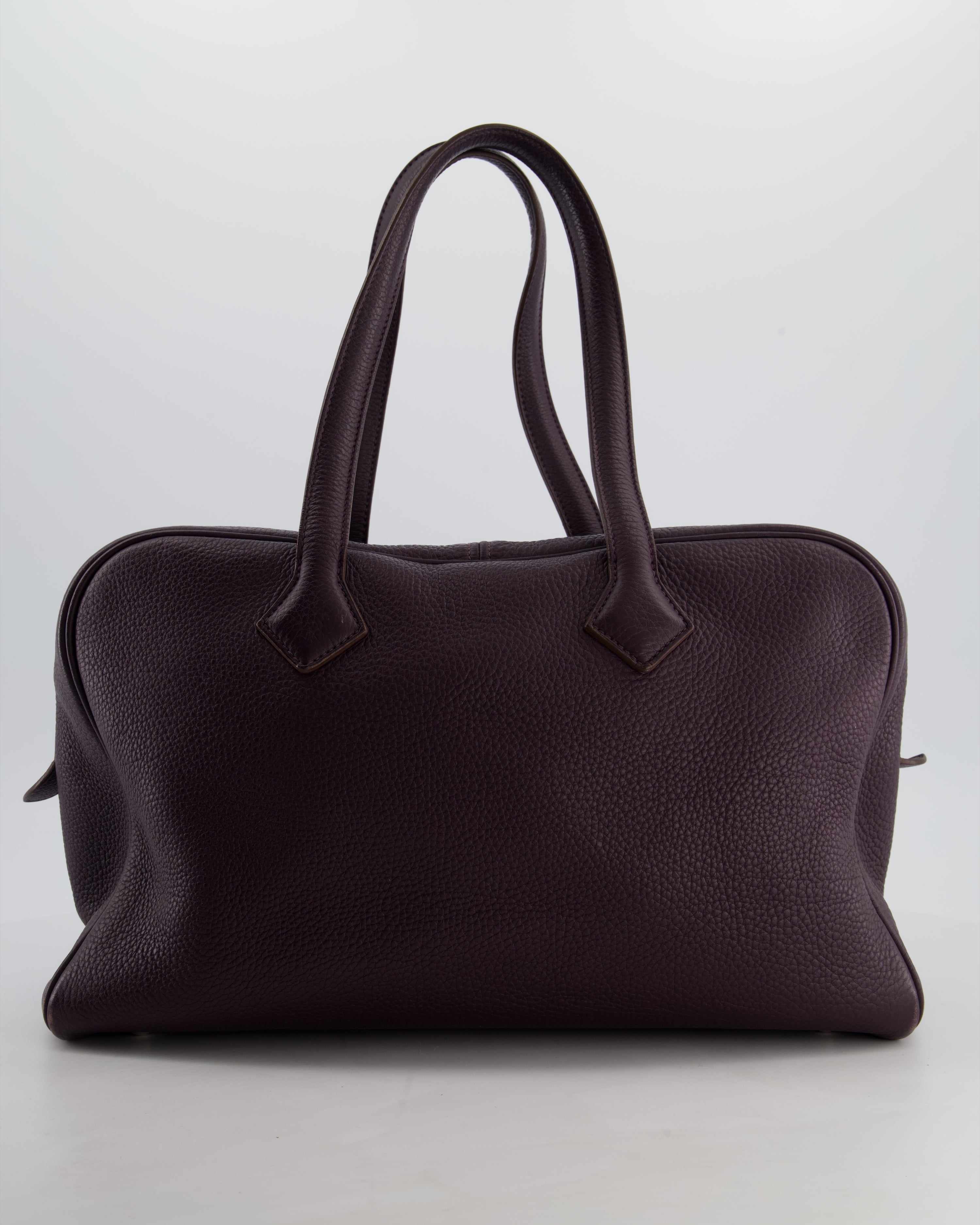 Hermès Victoria II 35cm Bag in Raisin Clemence Leather with Palladium Hardware