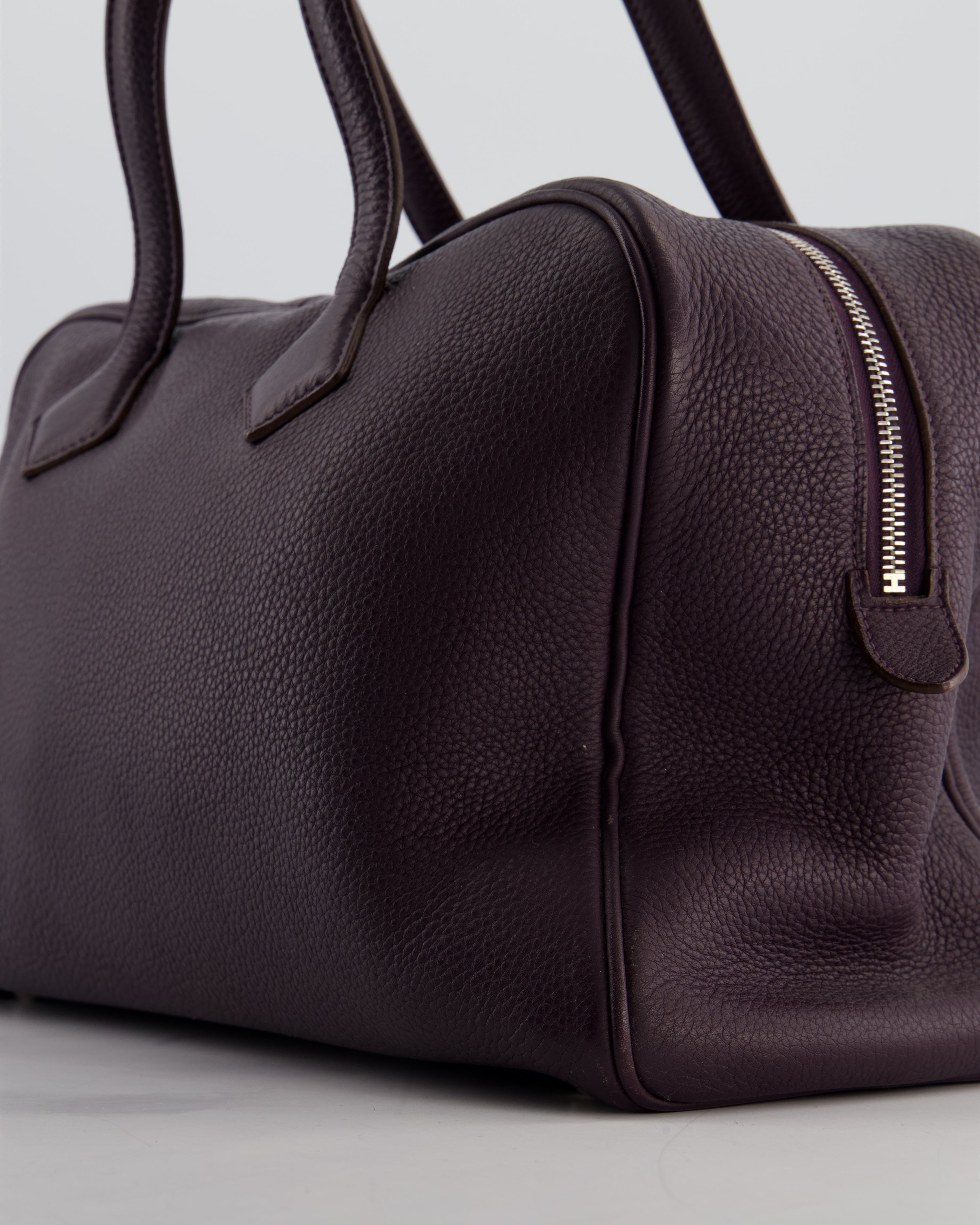 Hermès Victoria II 35cm Bag in Raisin Clemence Leather with Palladium Hardware