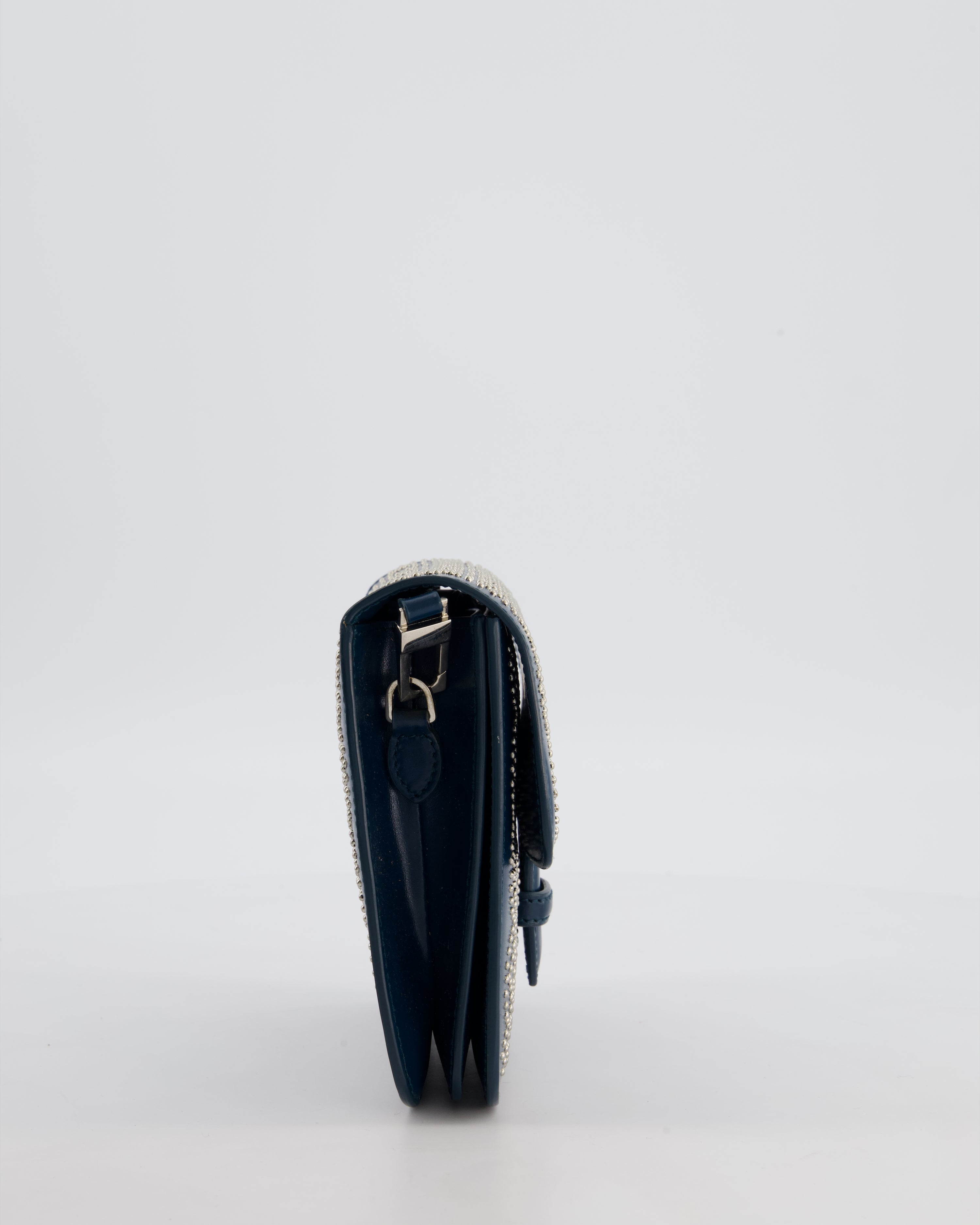 Alaïa Studded Leather Mini Shoulder Bag in Teal Leather with Silver Hardware