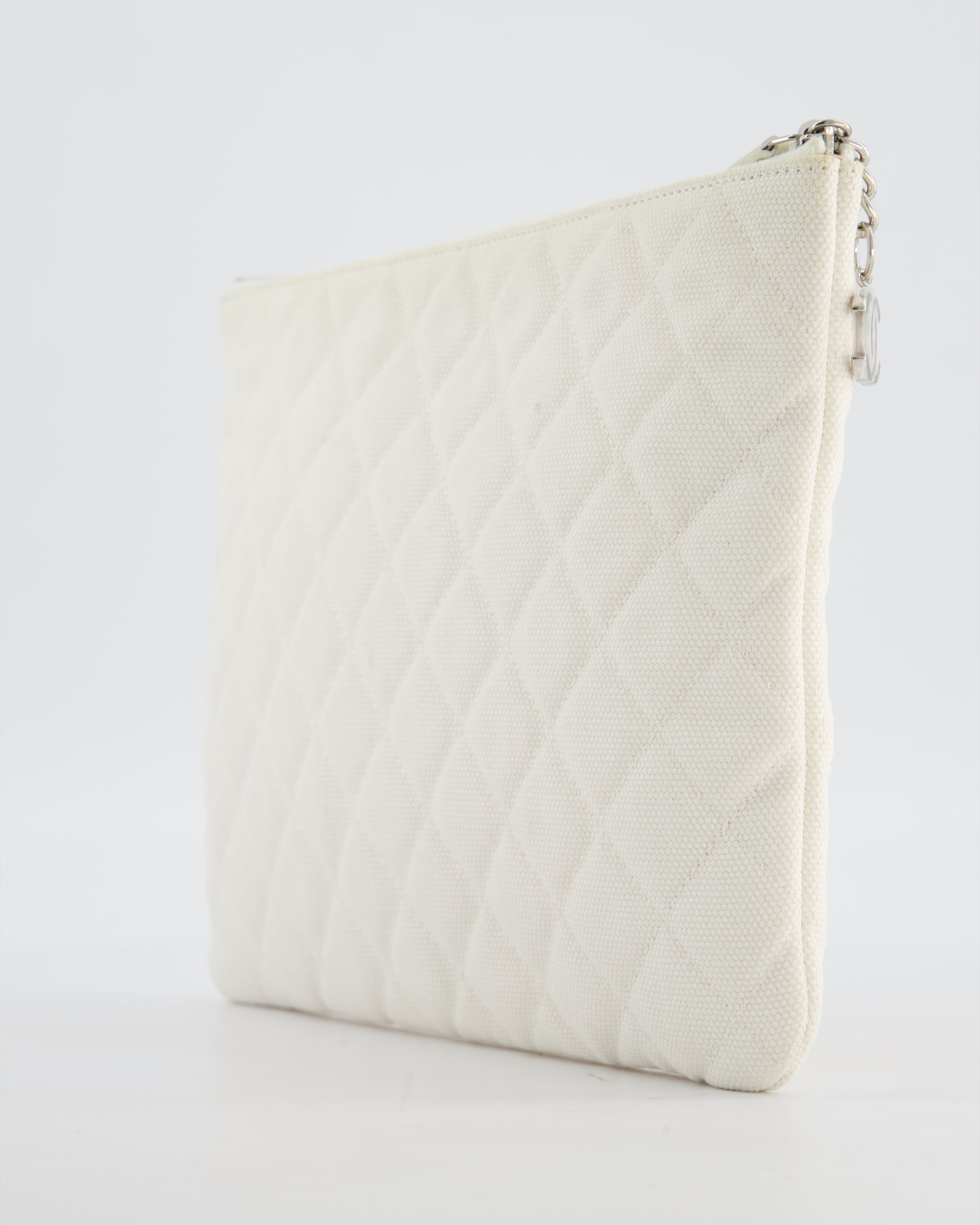 Chanel SS17 Coco Cuba White Pouch in Canvas with CC Logo