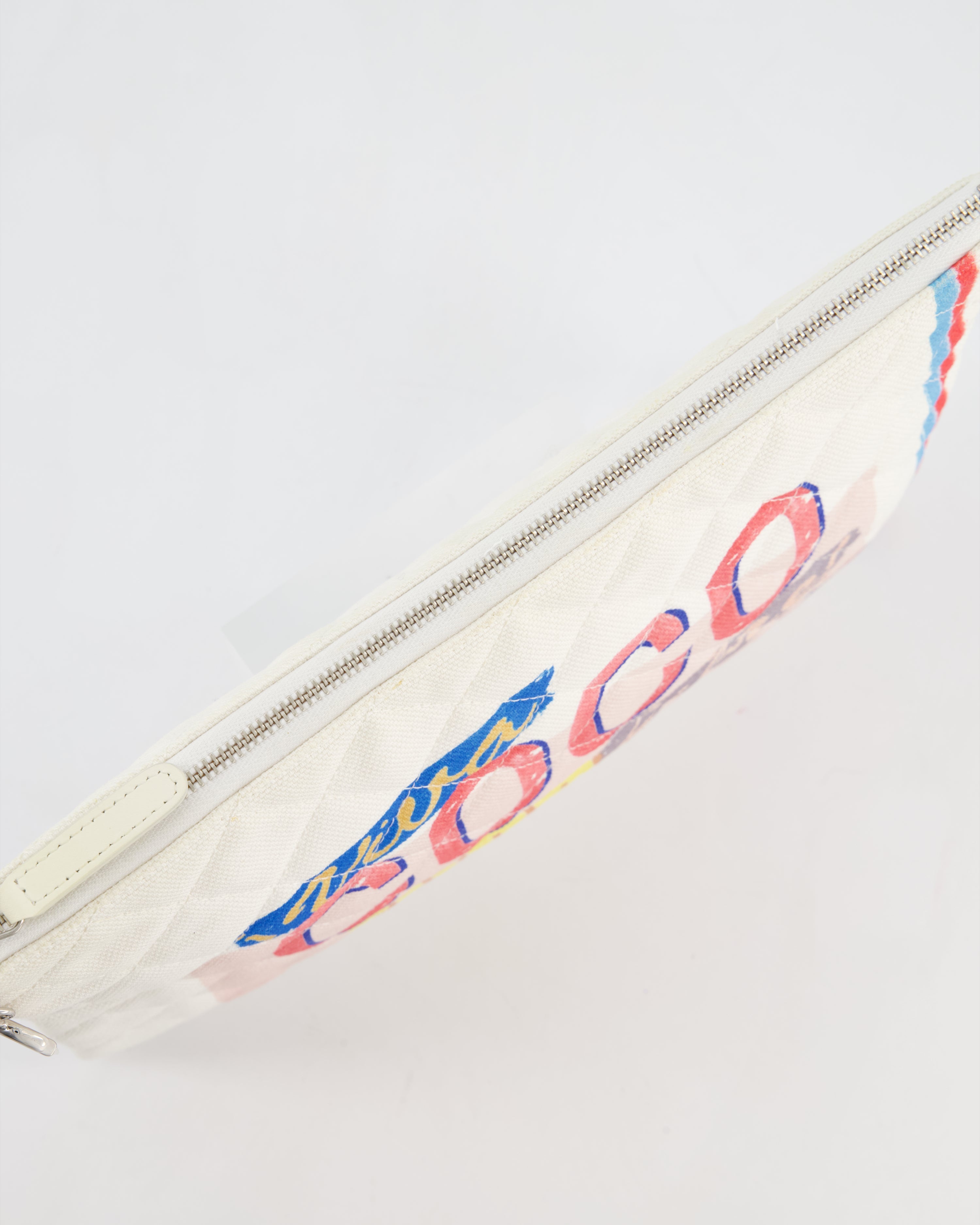 Chanel SS17 Coco Cuba White Pouch in Canvas with CC Logo