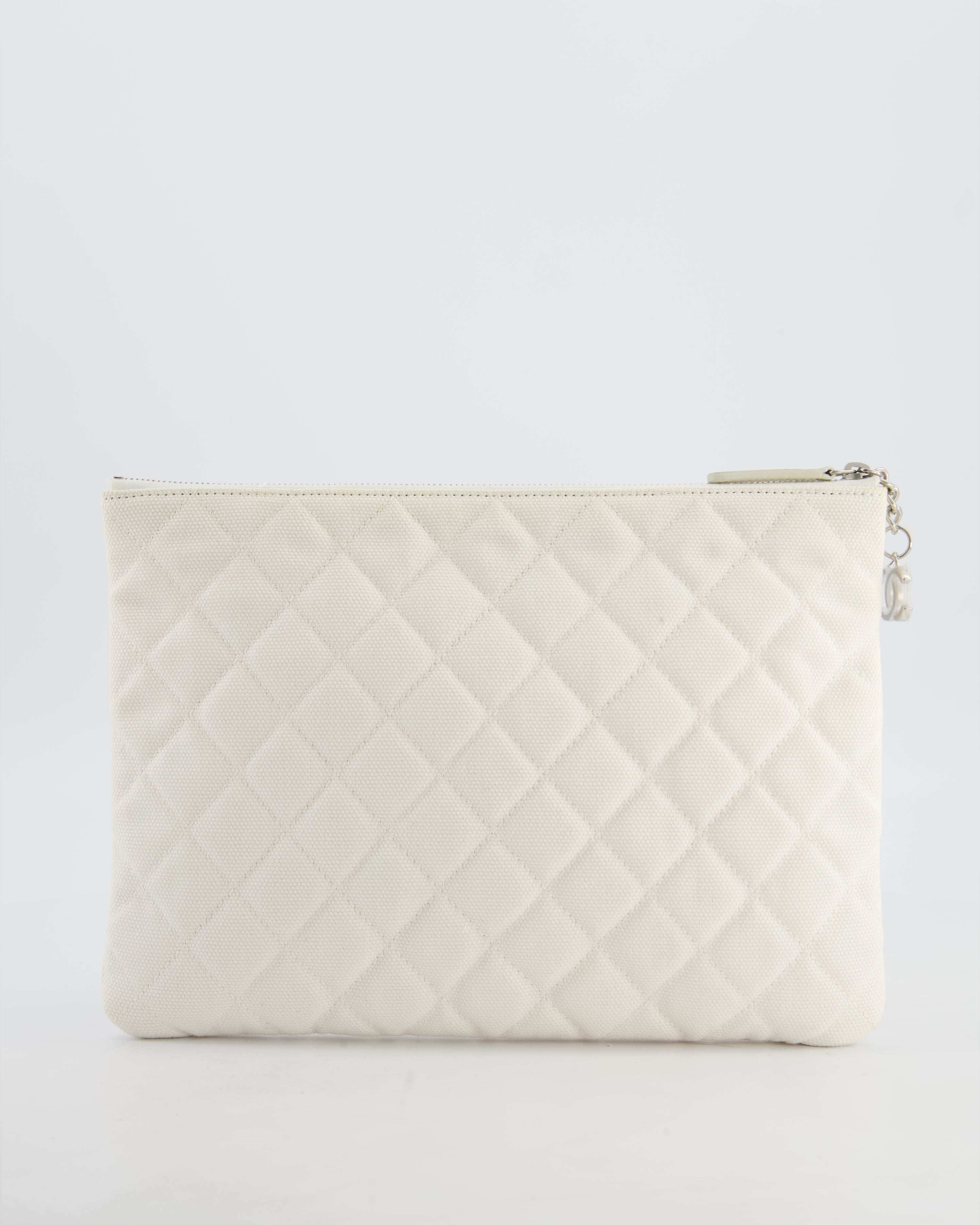 Chanel SS17 Coco Cuba White Pouch in Canvas with CC Logo