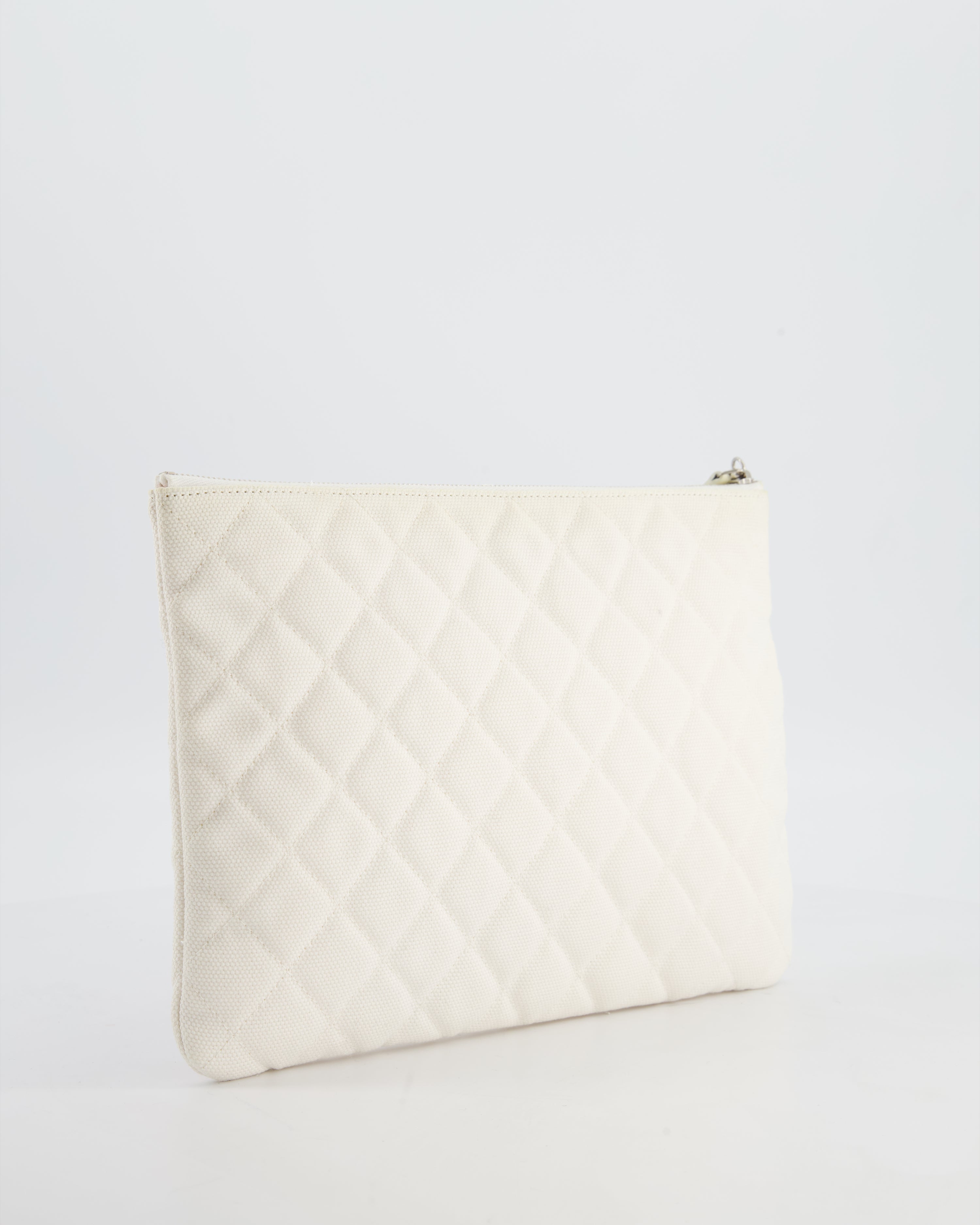 Chanel SS17 Coco Cuba White Pouch in Canvas with CC Logo