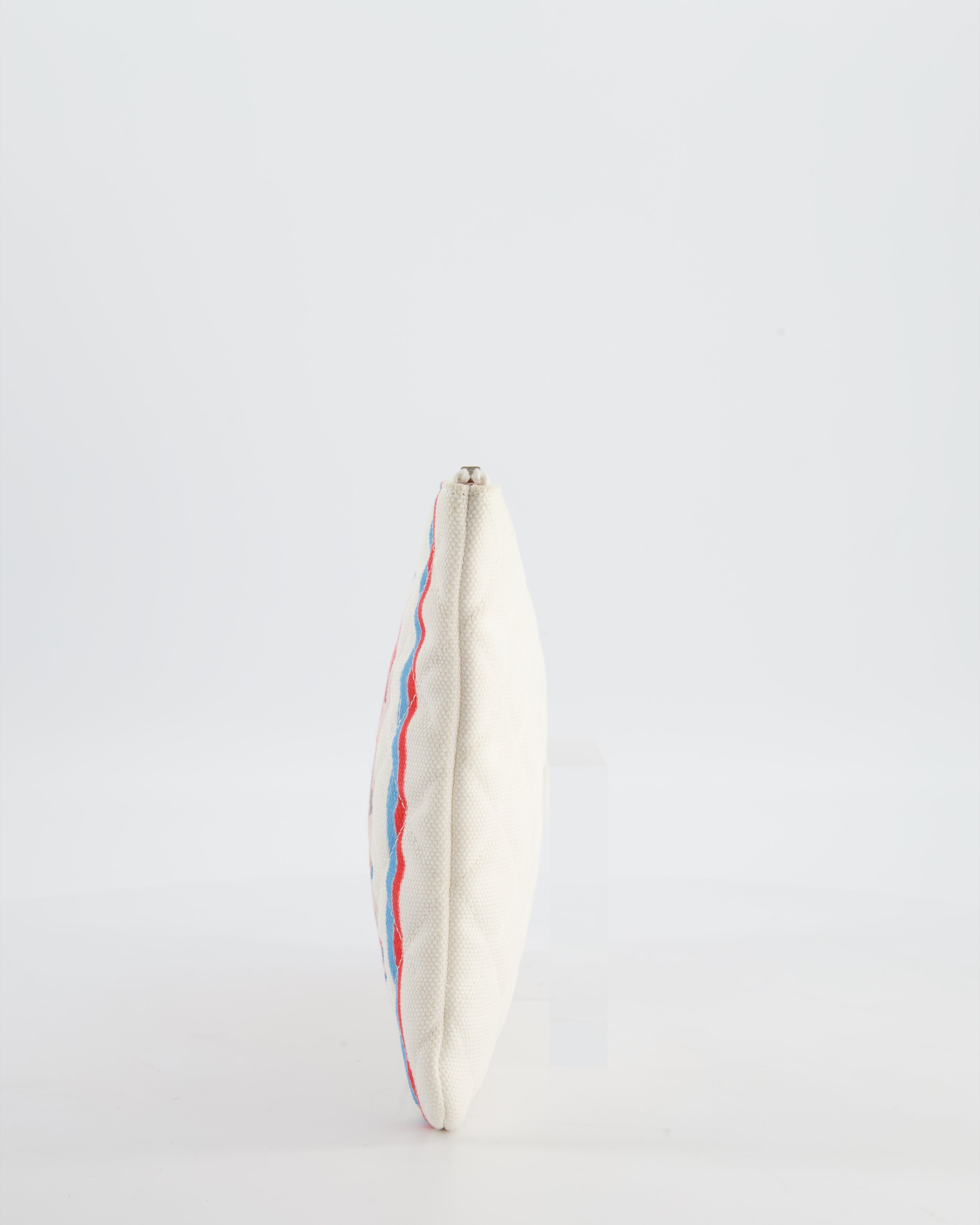 Chanel SS17 Coco Cuba White Pouch in Canvas with CC Logo
