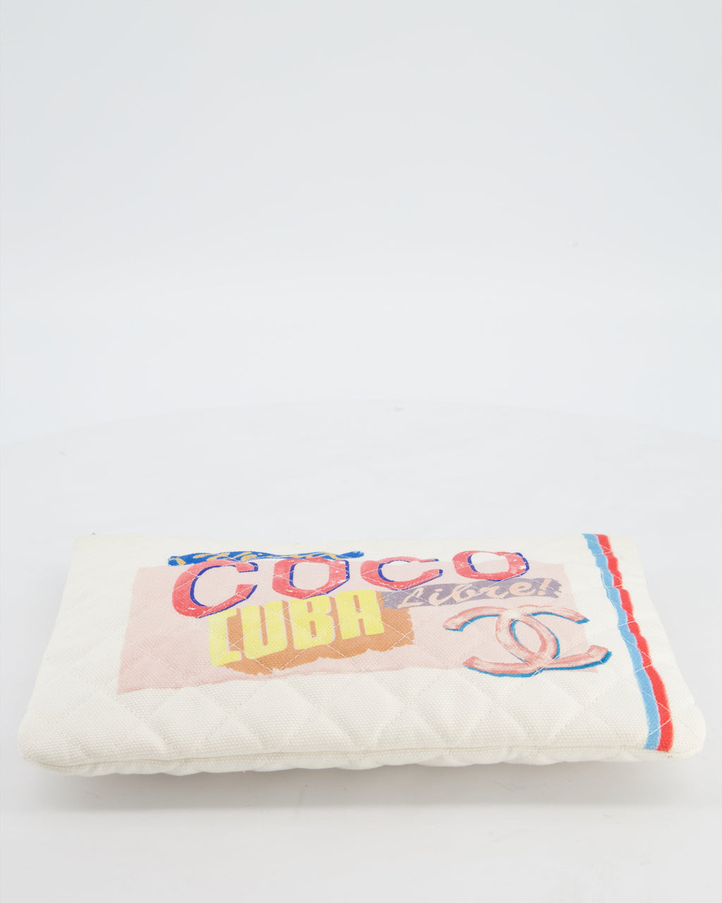 Chanel SS17 Coco Cuba White Pouch in Canvas with CC Logo