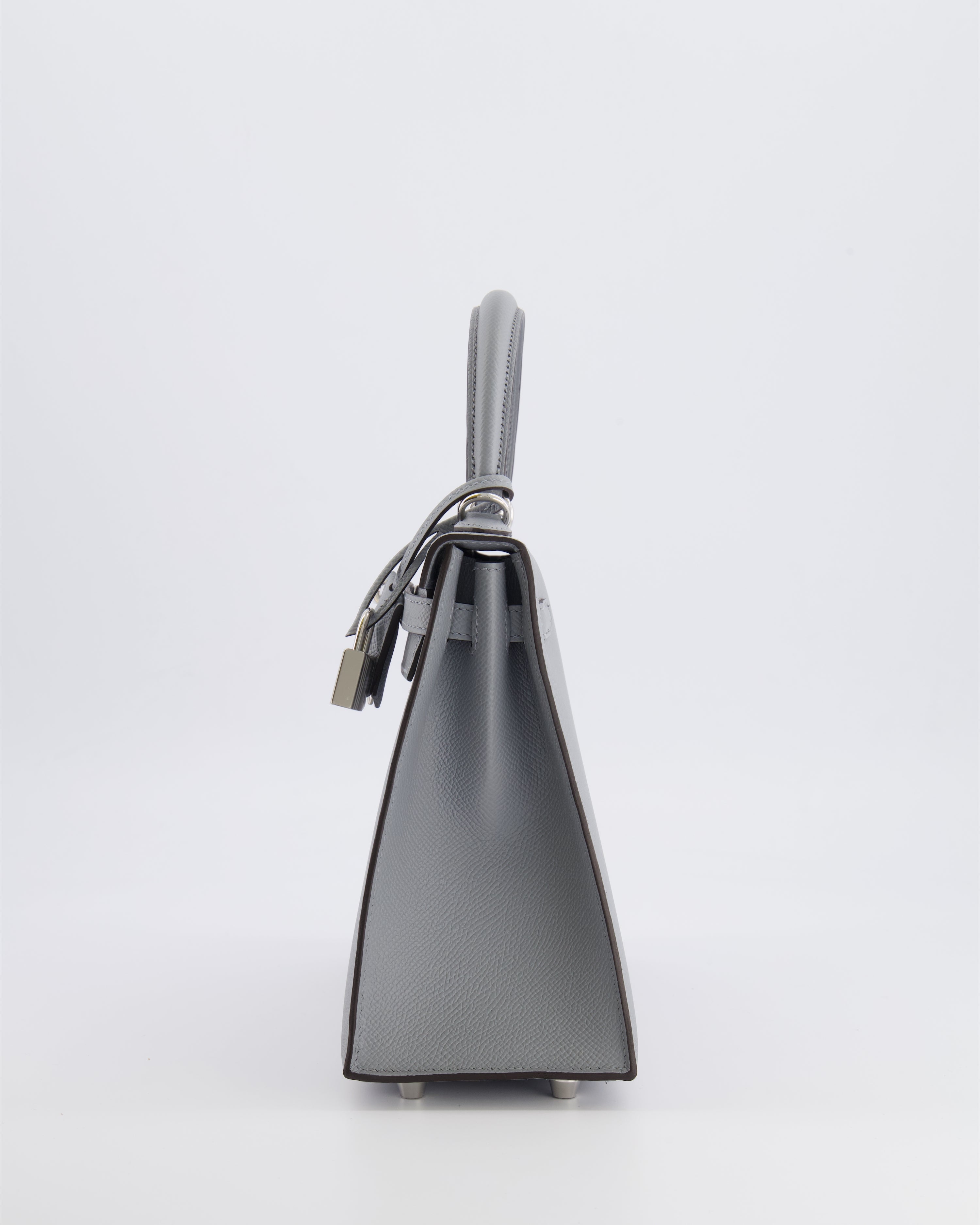 Hermès Kelly 25 Sellier Bag in Gris Pantin Epsom Leather with Palladium Hardware