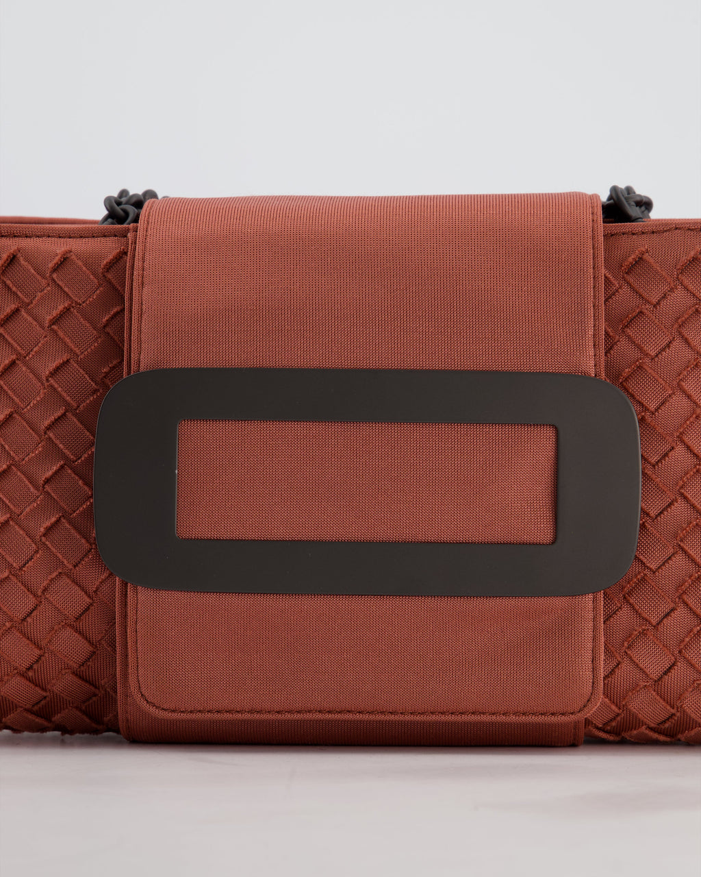 Bottega Veneta Pink Intrecciato Canvas Buckle Flap Bag with Black Hardware