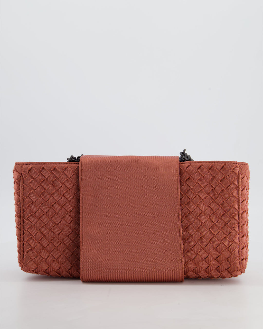 Bottega Veneta Pink Intrecciato Canvas Buckle Flap Bag with Black Hardware