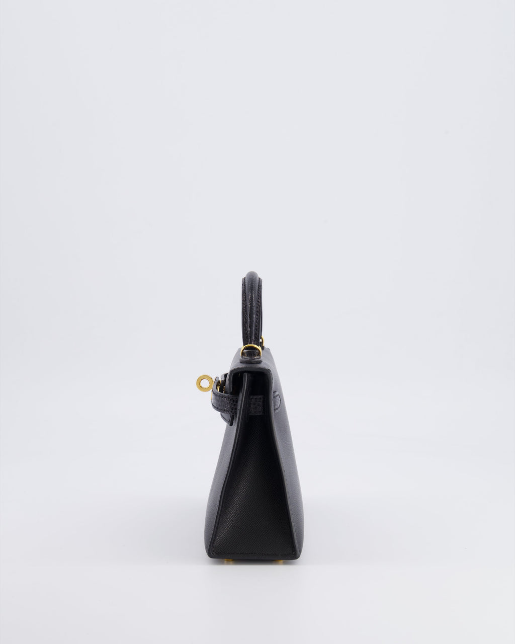 Hermès Mini Kelly II 20cm Touch Bag in Noir Madame and Lizard Leather with Gold Hardware