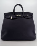 *RARE* Hermès HAC Bag 40 in Bleu Abysse Togo Leather With Palladium Hardware
