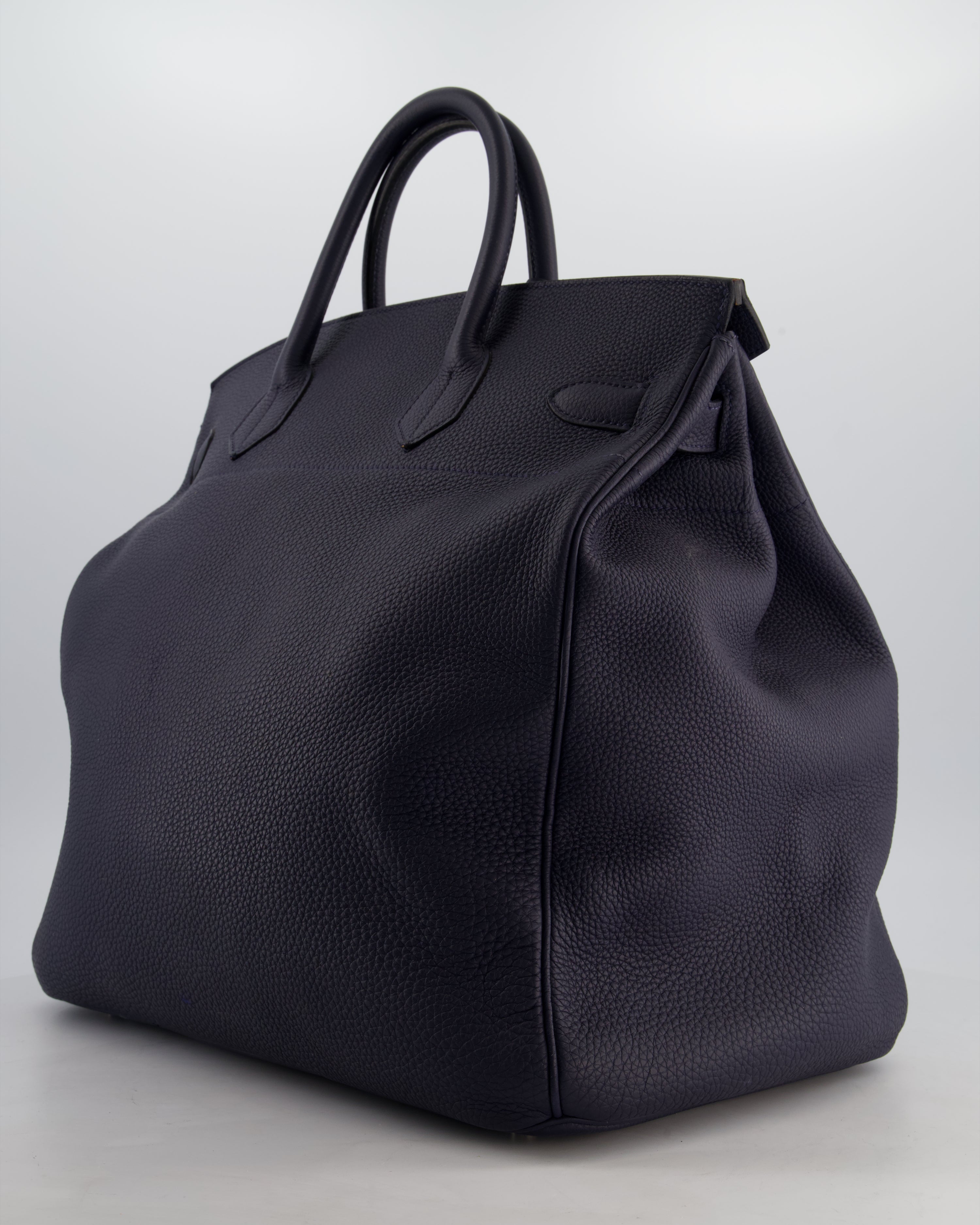 *RARE* Hermès HAC Bag 40 in Bleu Abysse Togo Leather With Palladium Hardware