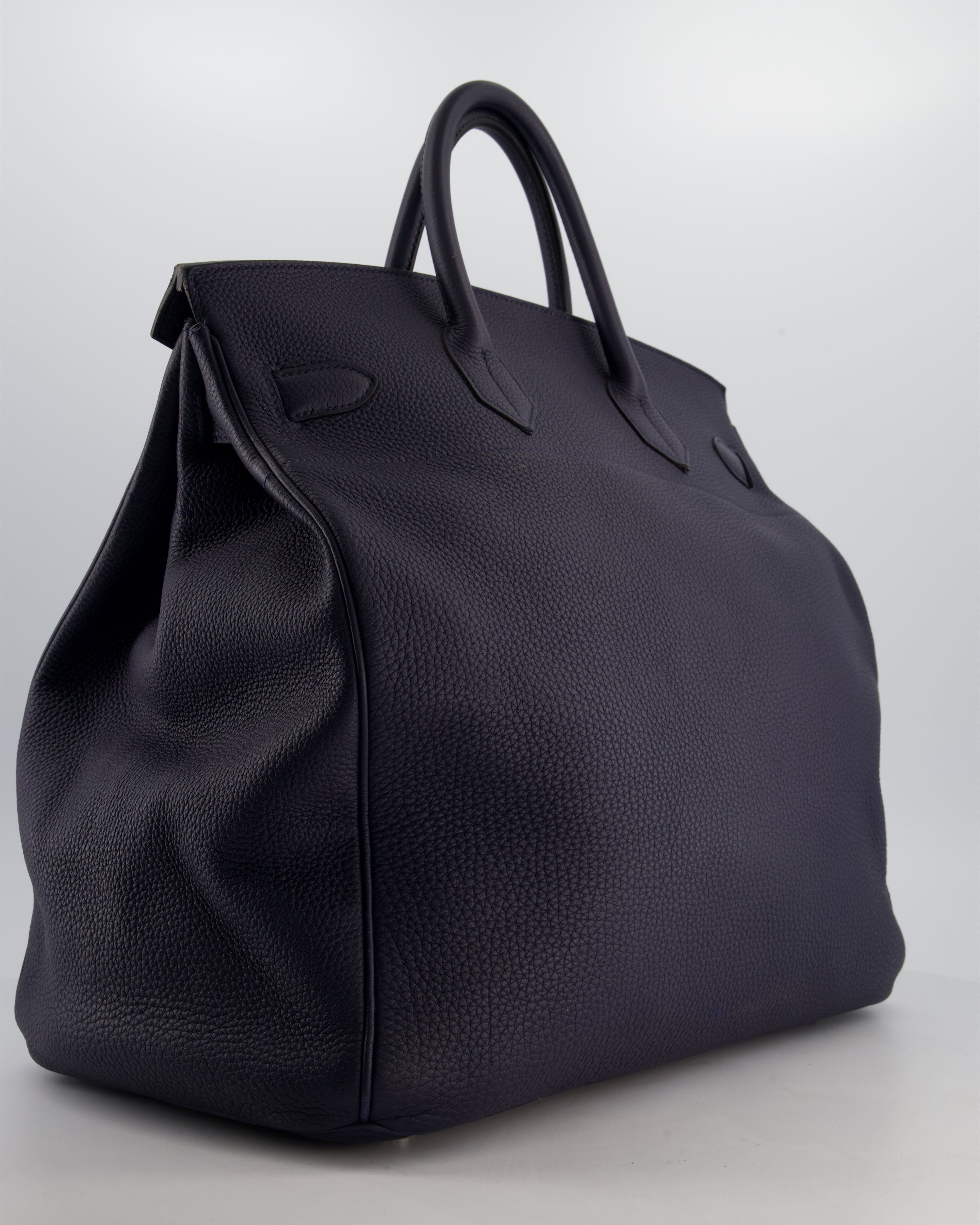 *RARE* Hermès HAC Bag 40 in Bleu Abysse Togo Leather With Palladium Hardware