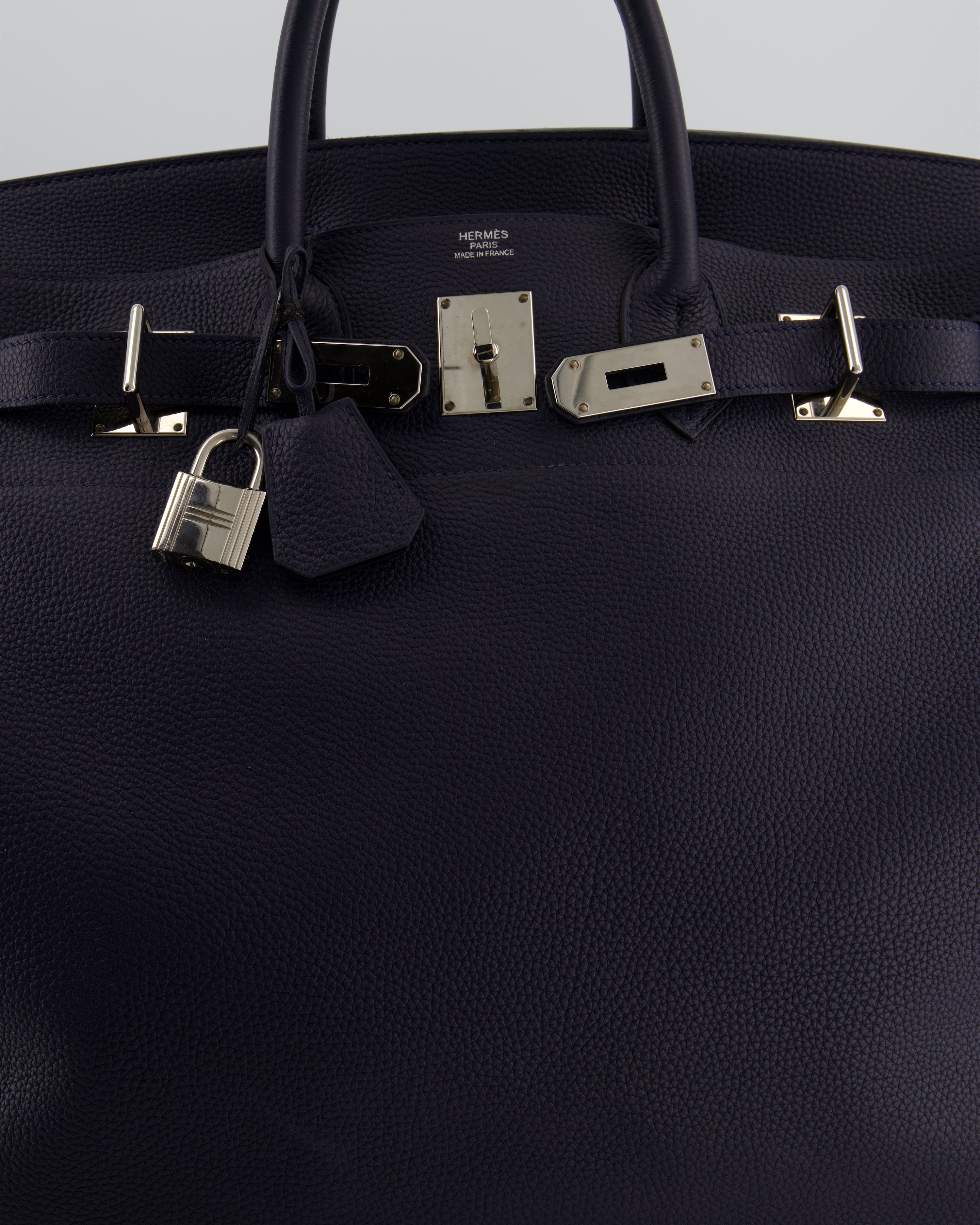 *RARE* Hermès HAC Bag 40 in Bleu Abysse Togo Leather With Palladium Hardware