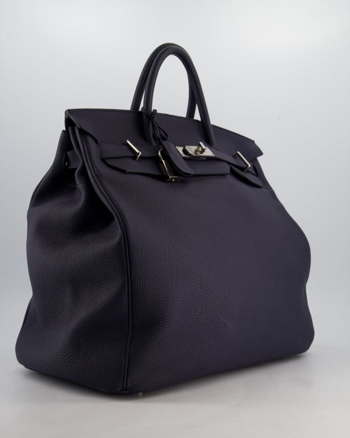 *RARE* Hermès HAC Bag 40 in Bleu Abysse Togo Leather With Palladium Hardware