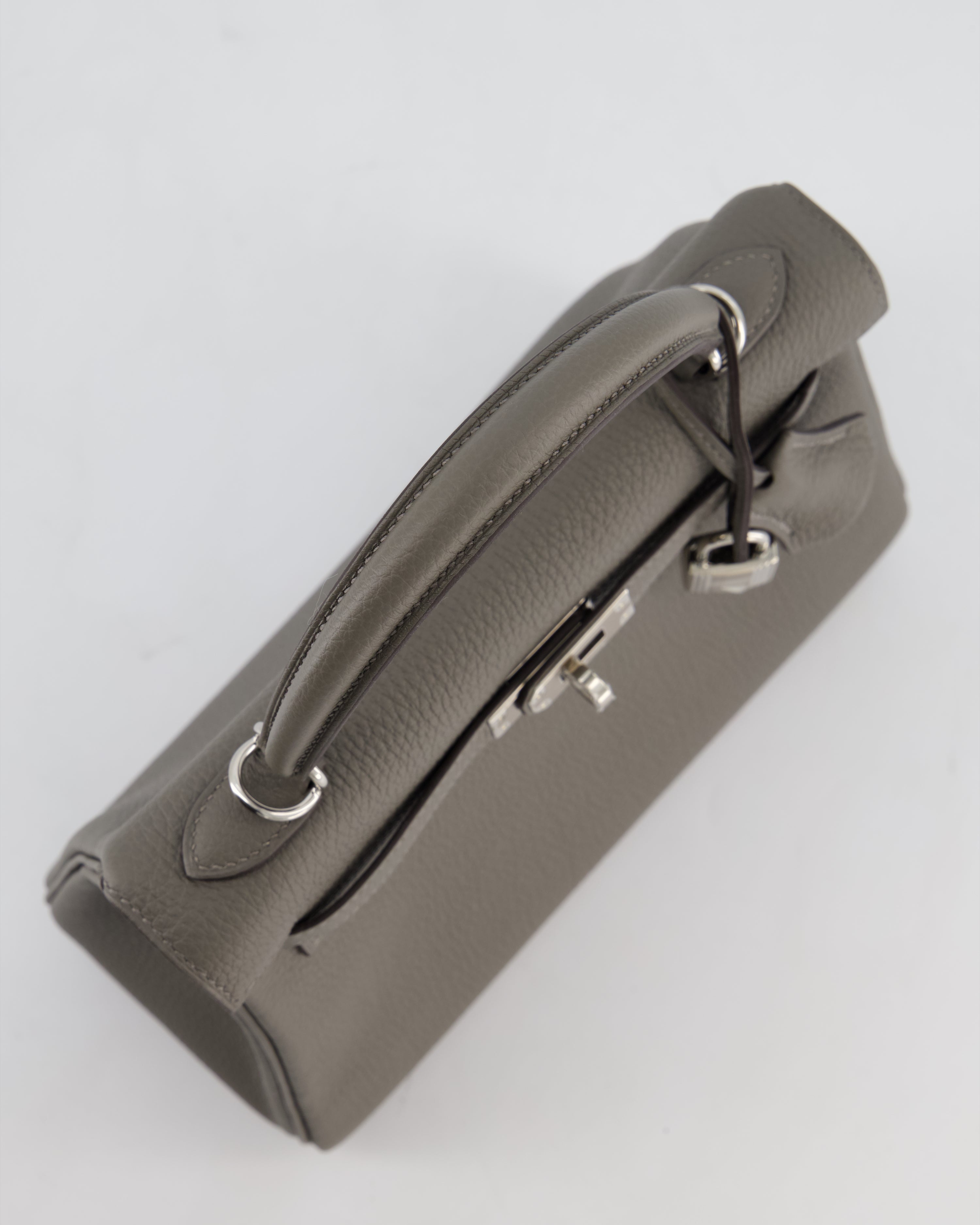*HOT* Hermès Kelly 25 Rotourne Bag in Gris Meyer Togo Leather with Palladium Hardware