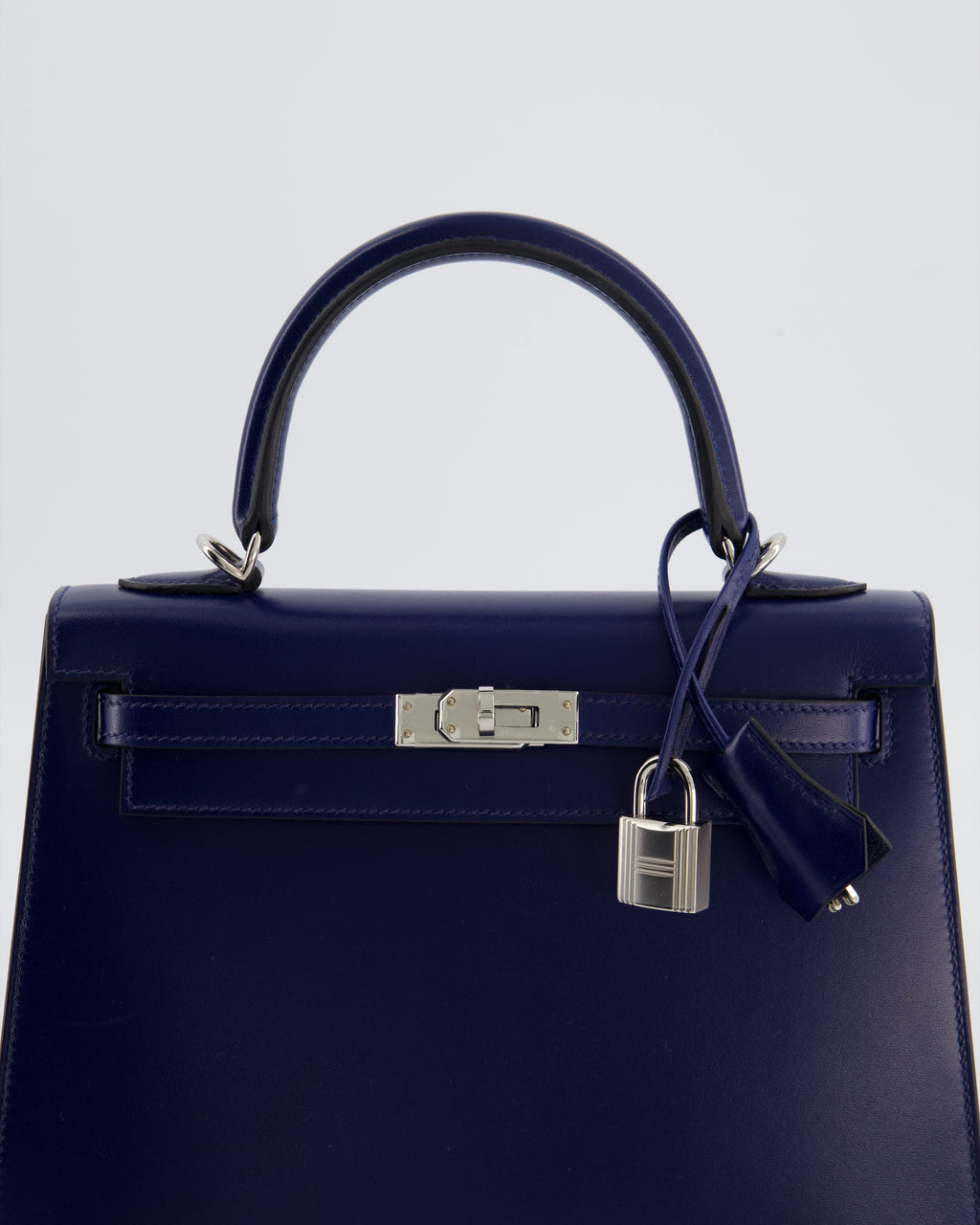 *RARE* Hermès Kelly 25 Sellier Bag in Bleu Saphir Box Leather with Palladium Hardware