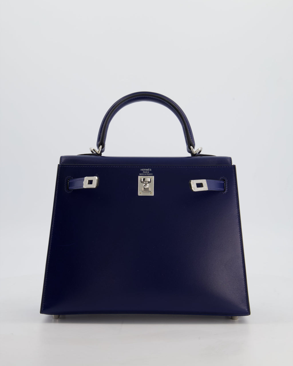 *RARE* Hermès Kelly 25 Sellier Bag in Bleu Saphir Box Leather with Palladium Hardware