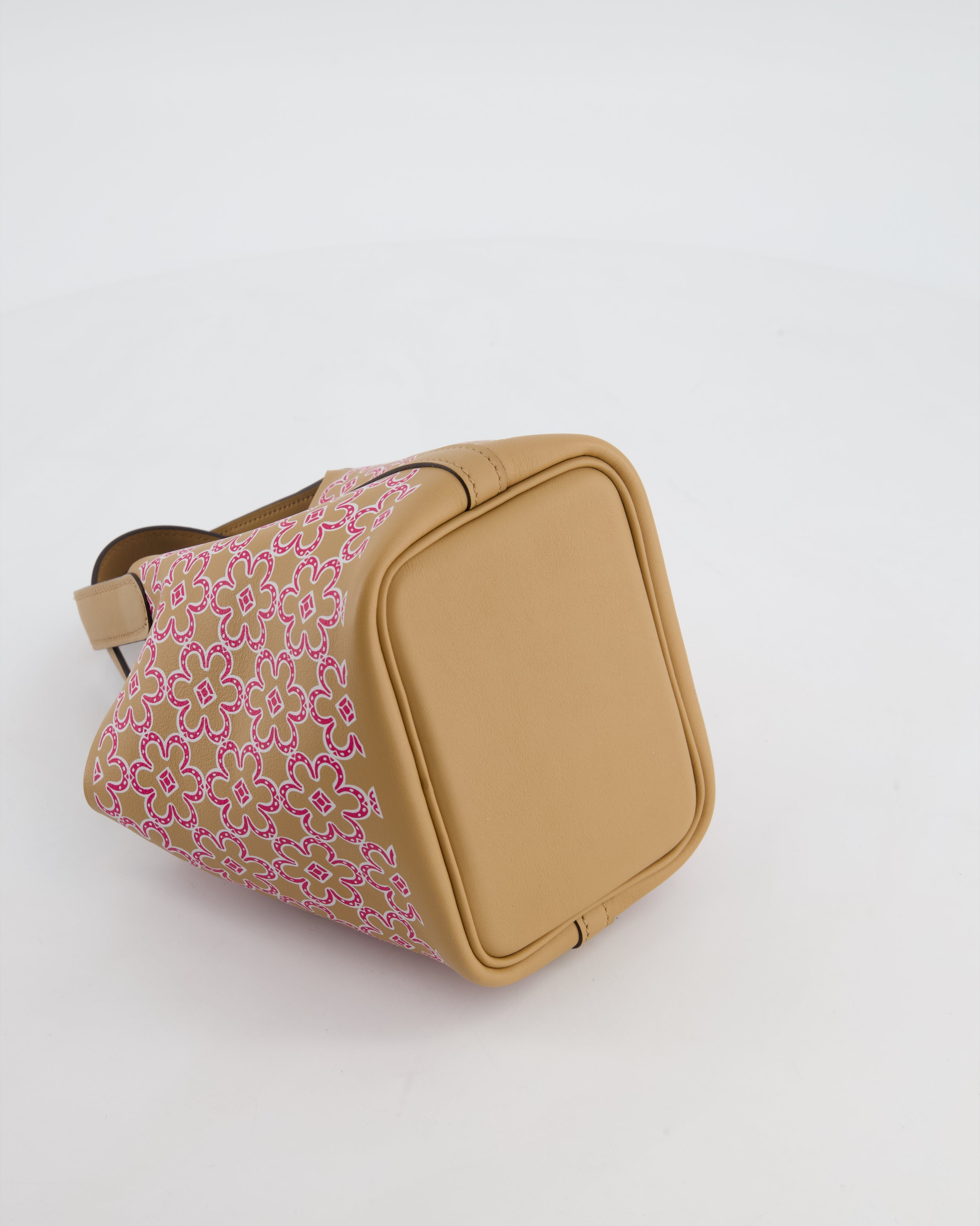 Hermès Micro Picotin 14 Lucky Daisy Bag in & Blanc, Chai & Framboise Swift Leather with Palladium Hardware