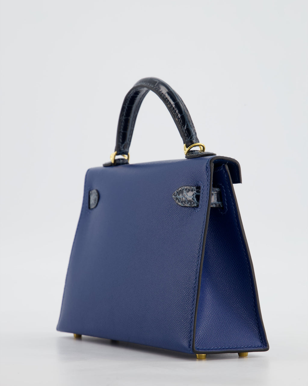 *HOT & RARE* Hermès Mini Kelly II 20cm Touch Bag in Deep Blue Madame and Bleu Baltique Alligator Leather with Gold Hardware