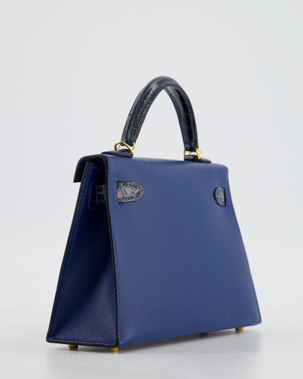 *HOT & RARE* Hermès Mini Kelly II 20cm Touch Bag in Deep Blue Madame and Bleu Baltique Alligator Leather with Gold Hardware
