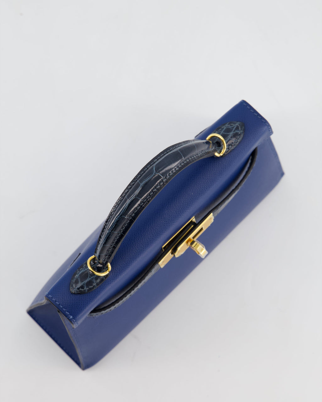 *HOT & RARE* Hermès Mini Kelly II 20cm Touch Bag in Deep Blue Madame and Bleu Baltique Alligator Leather with Gold Hardware
