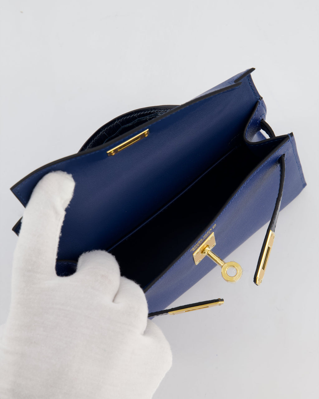 *HOT & RARE* Hermès Mini Kelly II 20cm Touch Bag in Deep Blue Madame and Bleu Baltique Alligator Leather with Gold Hardware