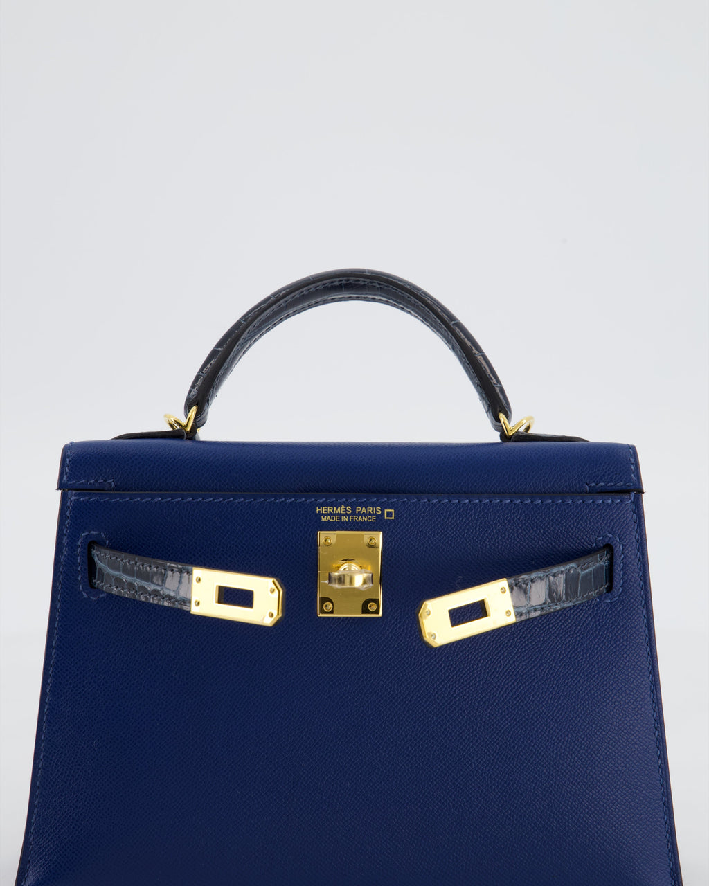 *HOT & RARE* Hermès Mini Kelly II 20cm Touch Bag in Deep Blue Madame and Bleu Baltique Alligator Leather with Gold Hardware