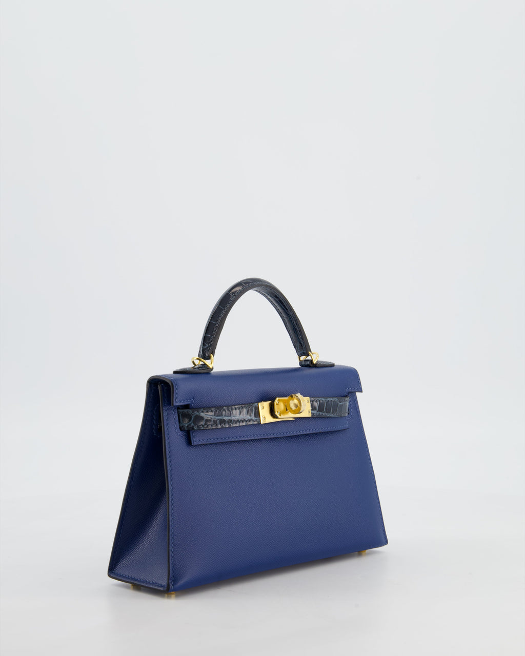 *HOT & RARE* Hermès Mini Kelly II 20cm Touch Bag in Deep Blue Madame and Bleu Baltique Alligator Leather with Gold Hardware