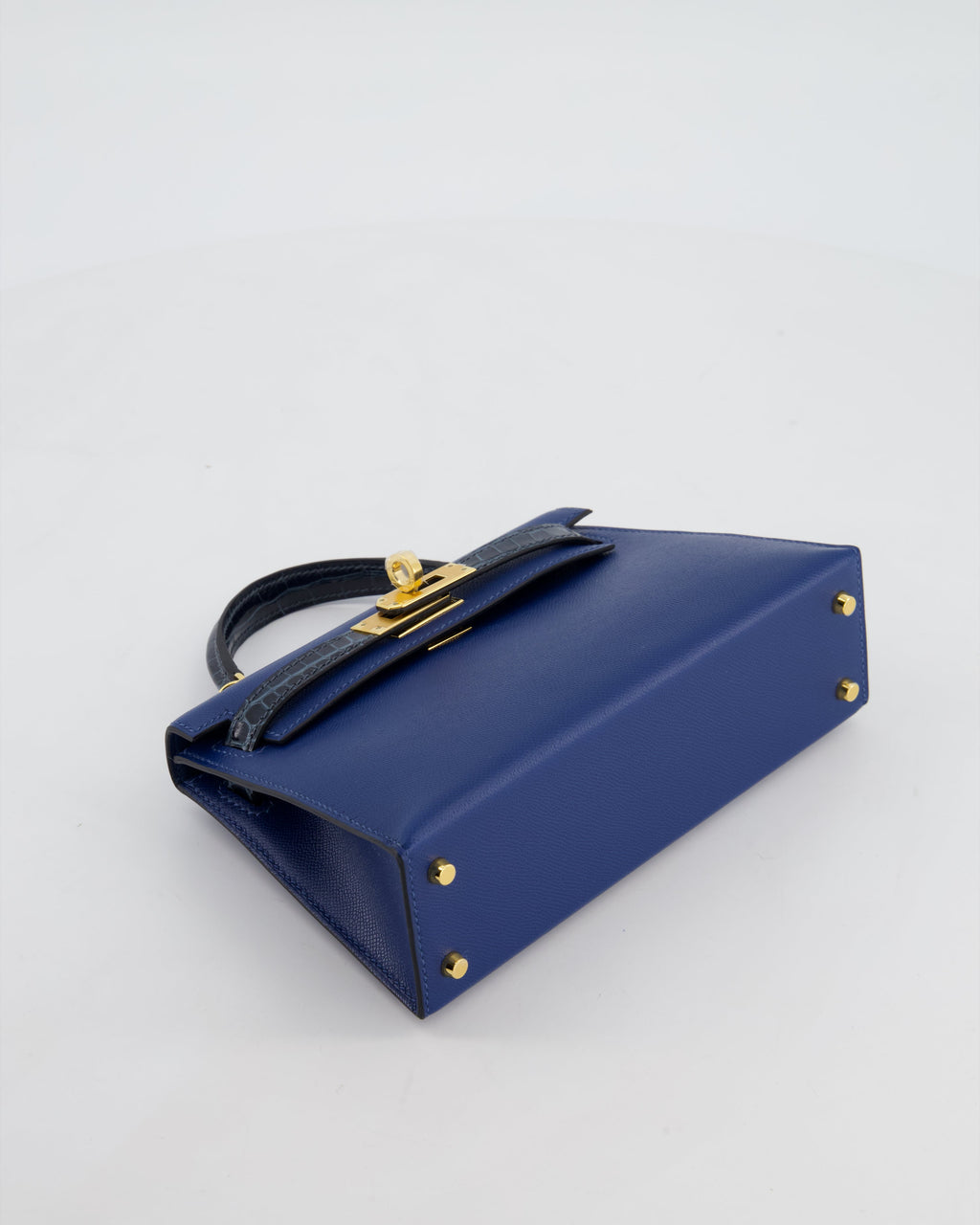 *HOT & RARE* Hermès Mini Kelly II 20cm Touch Bag in Deep Blue Madame and Bleu Baltique Alligator Leather with Gold Hardware