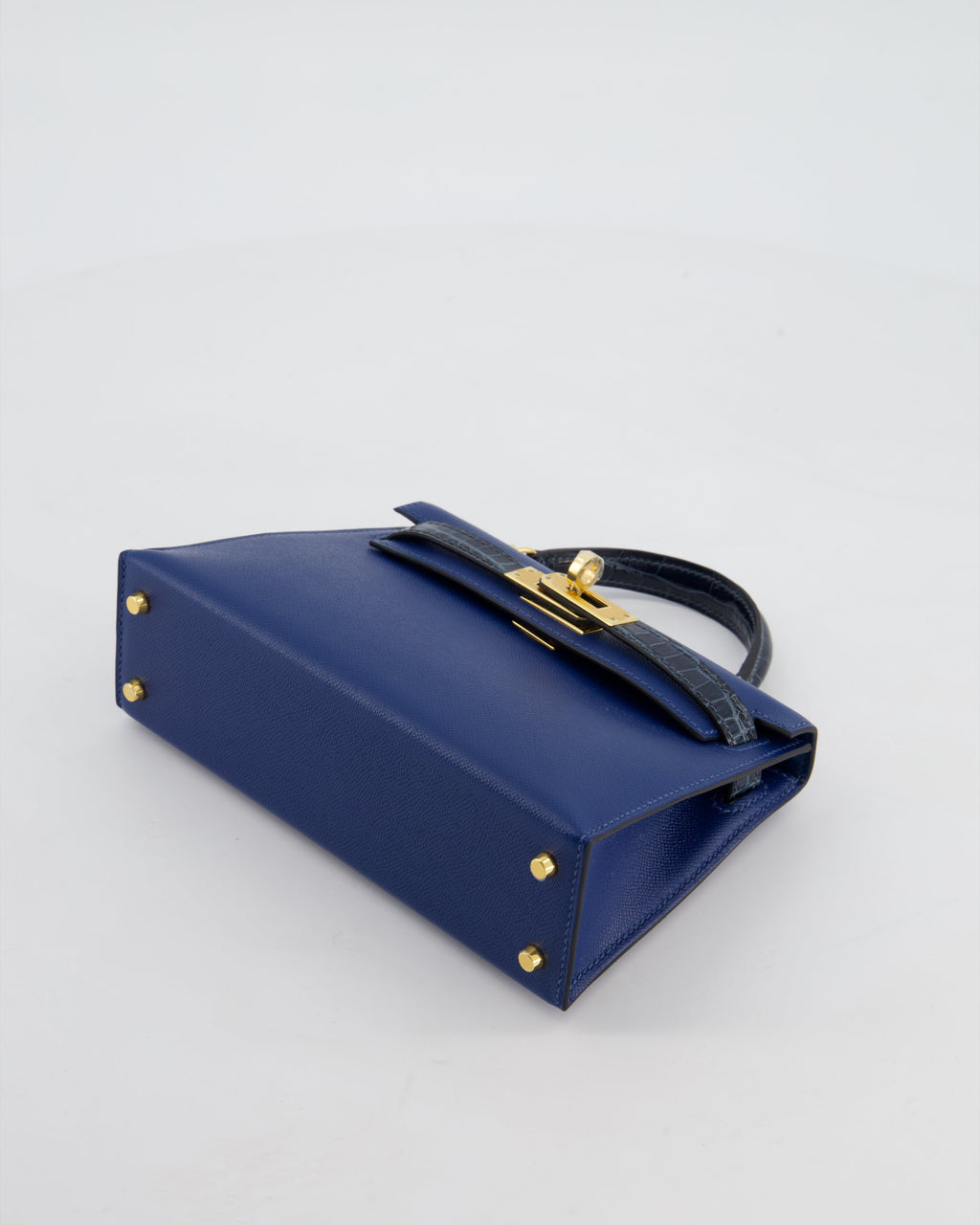 *HOT & RARE* Hermès Mini Kelly II 20cm Touch Bag in Deep Blue Madame and Bleu Baltique Alligator Leather with Gold Hardware
