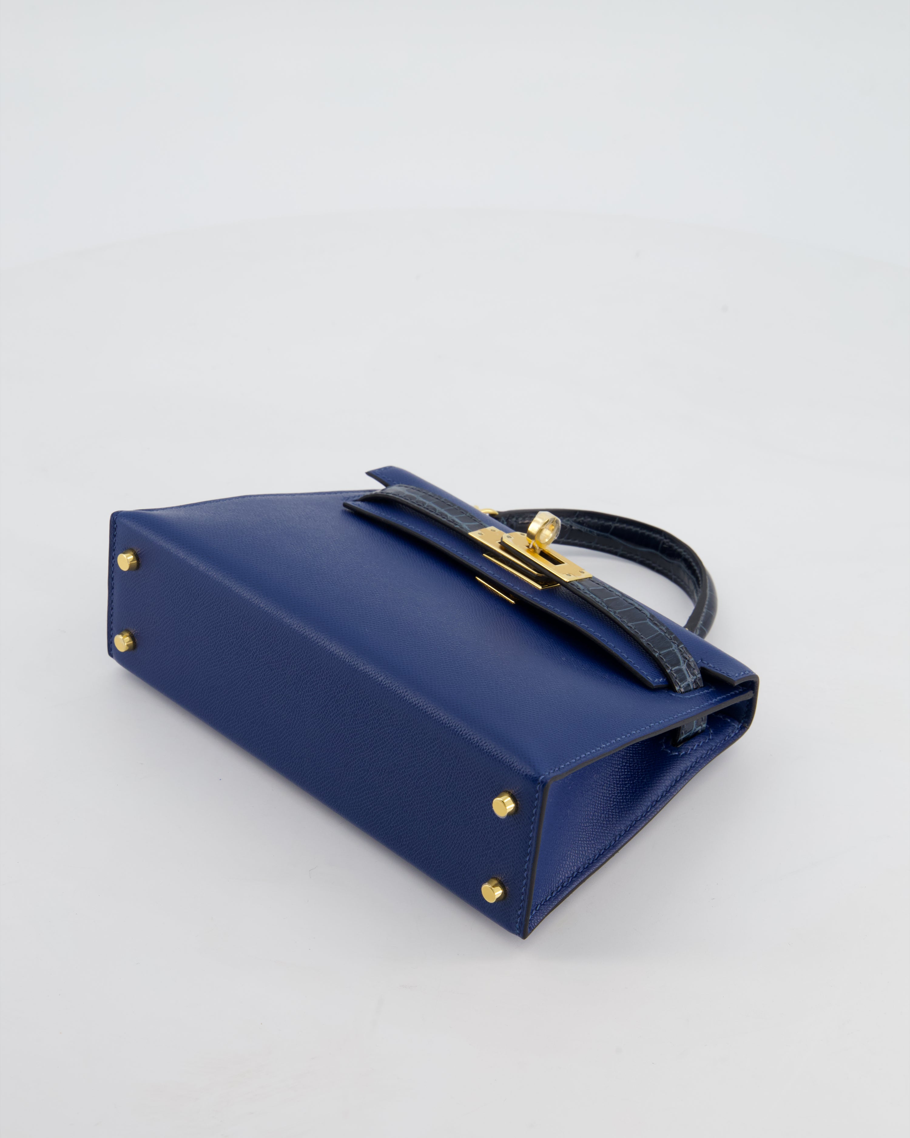 *HOT & RARE* Hermès Mini Kelly II 20cm Touch Bag in Deep Blue Madame and Bleu Baltique Alligator Leather with Gold Hardware