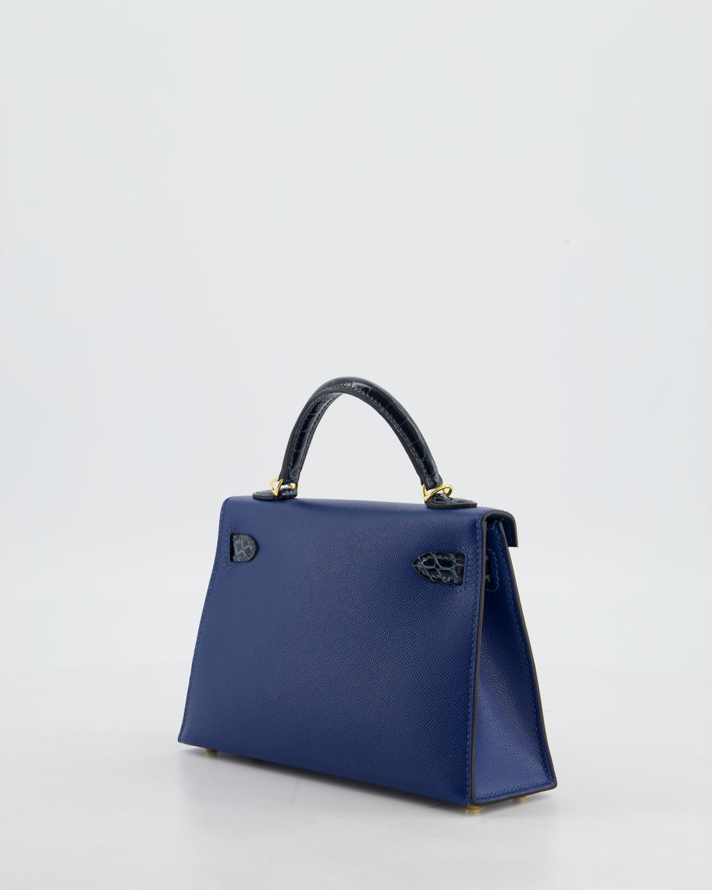 *HOT & RARE* Hermès Mini Kelly II 20cm Touch Bag in Deep Blue Madame and Bleu Baltique Alligator Leather with Gold Hardware