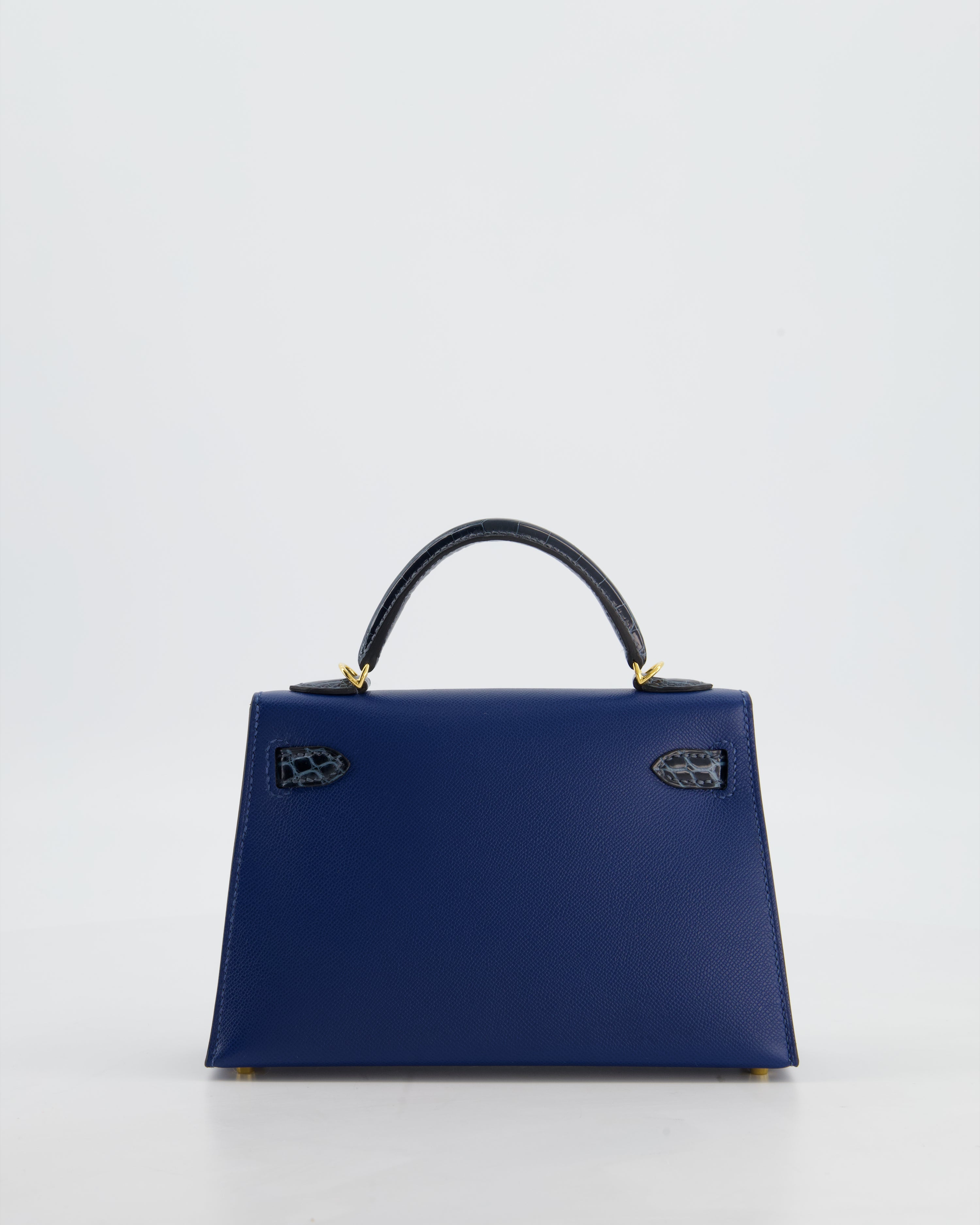 *HOT & RARE* Hermès Mini Kelly II 20cm Touch Bag in Deep Blue Madame and Bleu Baltique Alligator Leather with Gold Hardware