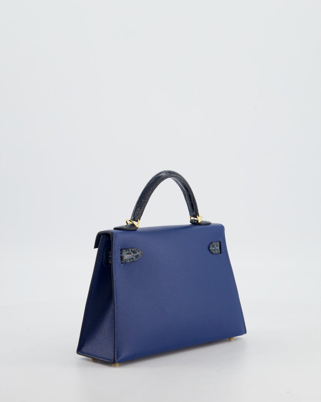 *HOT & RARE* Hermès Mini Kelly II 20cm Touch Bag in Deep Blue Madame and Bleu Baltique Alligator Leather with Gold Hardware
