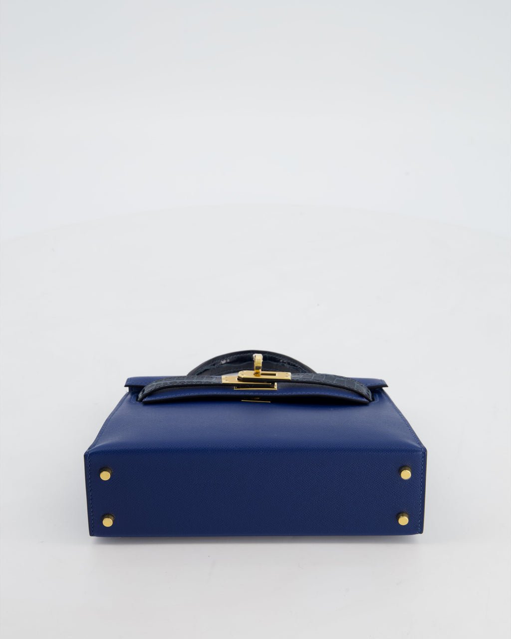 *HOT & RARE* Hermès Mini Kelly II 20cm Touch Bag in Deep Blue Madame and Bleu Baltique Alligator Leather with Gold Hardware